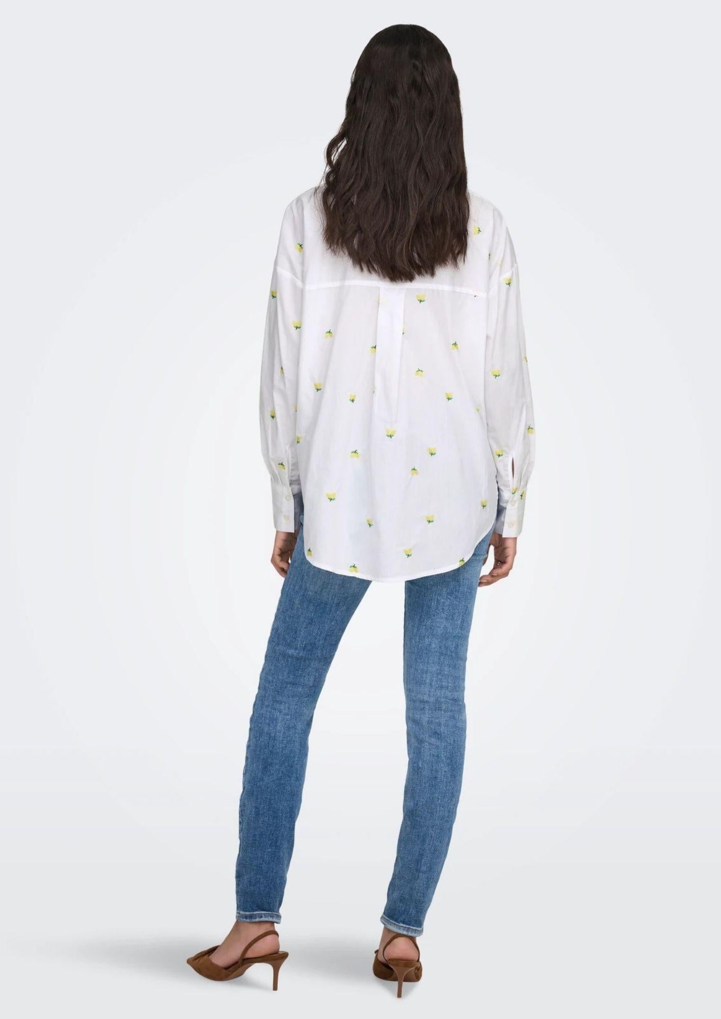 Jacqueline De Yong Camicia Donna Nelly Bianca Fiori Gialli 15330490 White YELLOW JACQUELINE DE YONG