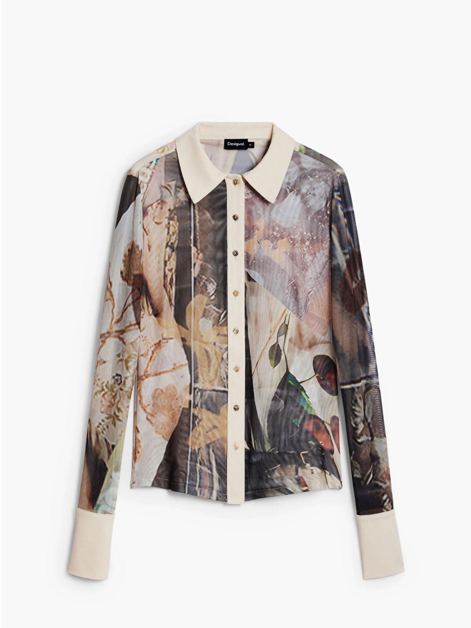 Desigual Maglietta in chiffon con polsini Donna Marrone 25WWTK26 6110 DESIGUAL