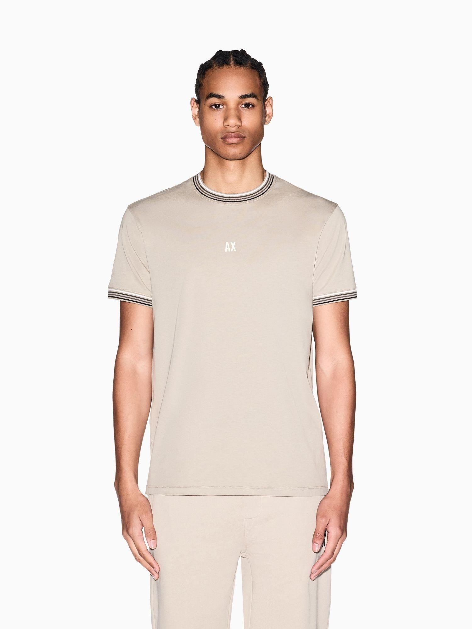Armani Exchange T-Shirt Uomo Beige Regular Fit in Jersey di Cotone Classico XM002451 AF10356 U6229 ARMANI EXCHANGE