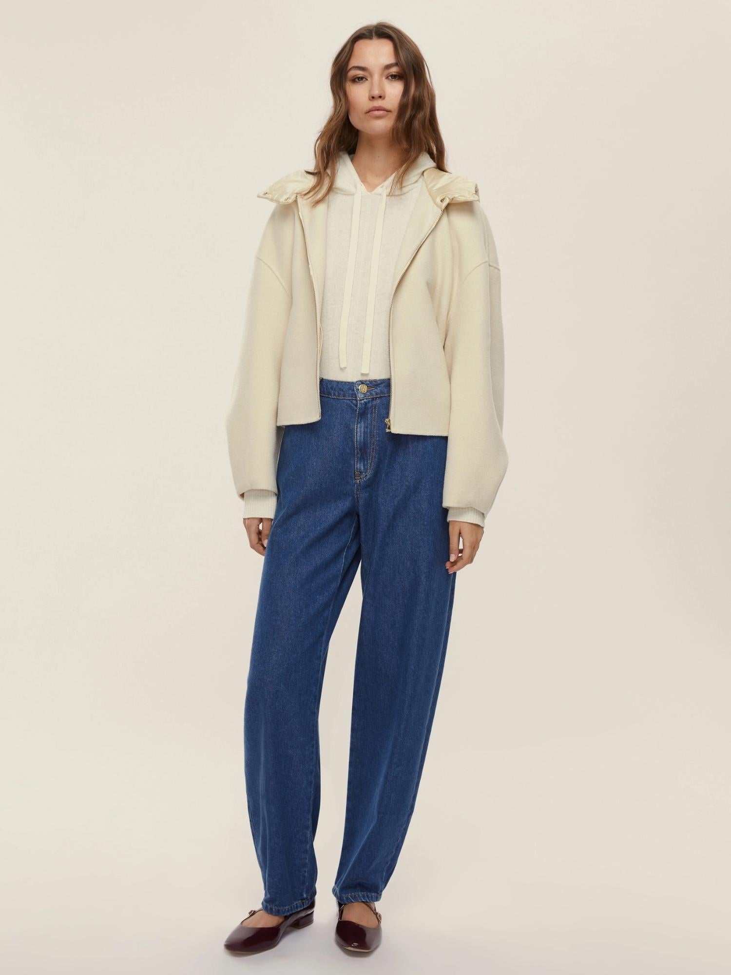 Emme Marella Giacca Bomber con Cappuccio Donna Eritea Panna 2525086021200 001 EMME MARELLA