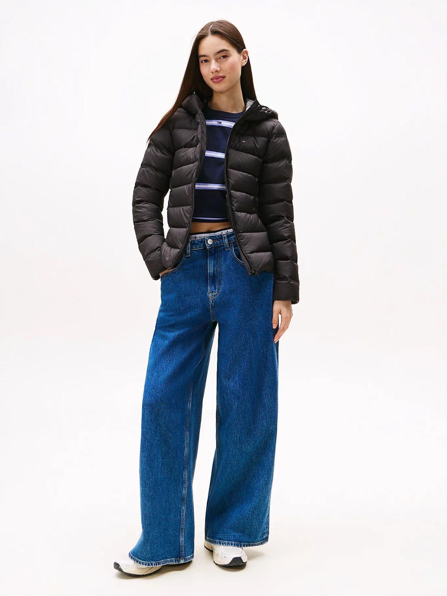 Tommy Hilfiger Piumino con Cappuccio Donna Nero DW0DW21617 BDS TOMMY HILFIGER