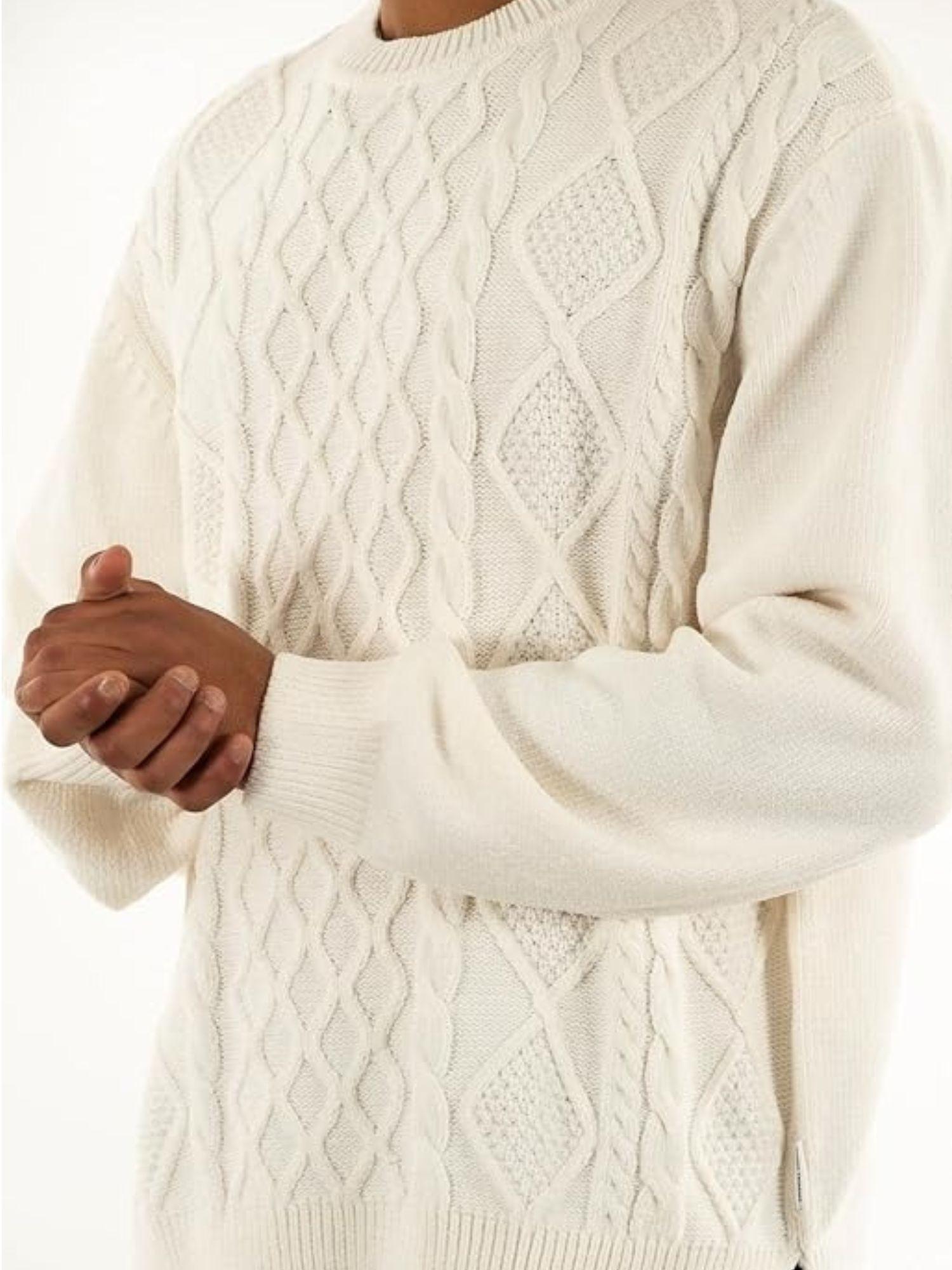 Armani Exchange Maglione Uomo Bianco Lavorazione Intrecciata XM001331 AF13776 U0009 ARMANI EXCHANGE