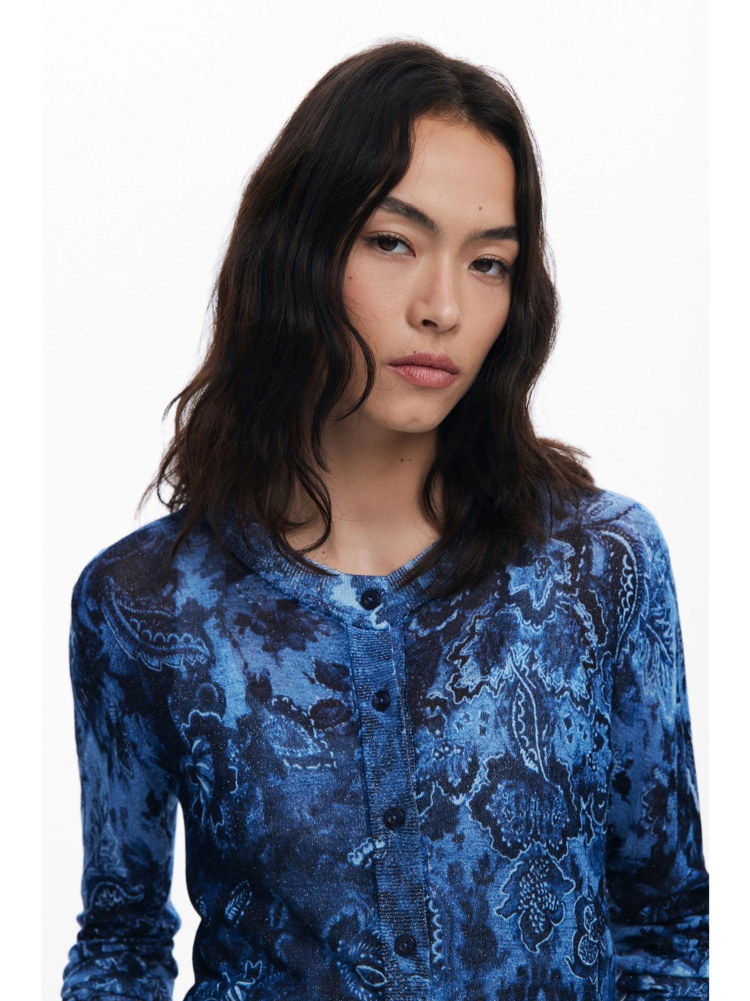 Desigual Maglione con bottoni brillante Donna Blu 25WWJF12 5016 DESIGUAL