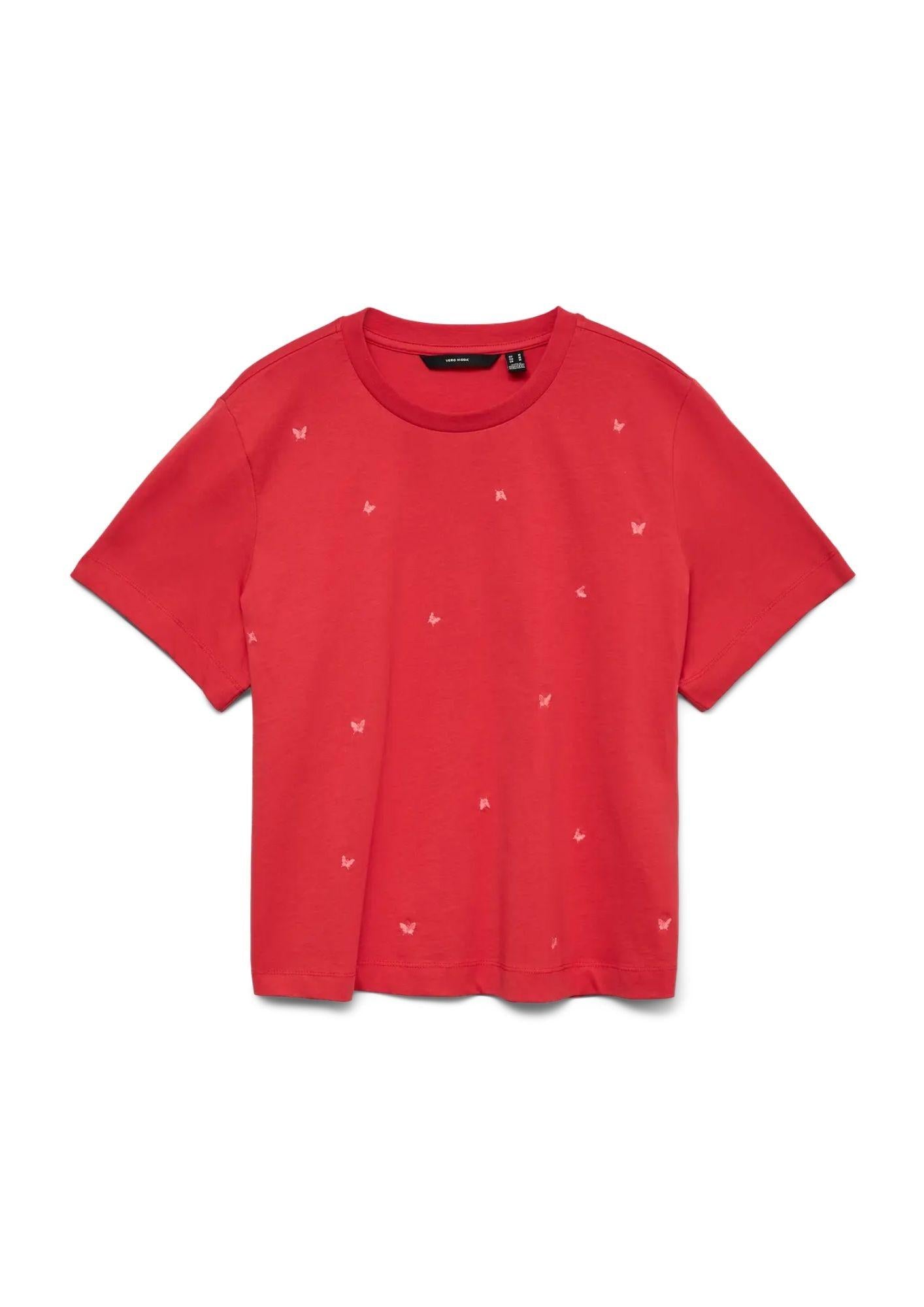 Vero Moda T-Shirt Donna Sola Rossa Con Stampa Butterfly 10341979 Poinsettia BUTTERFLY VERO MODA