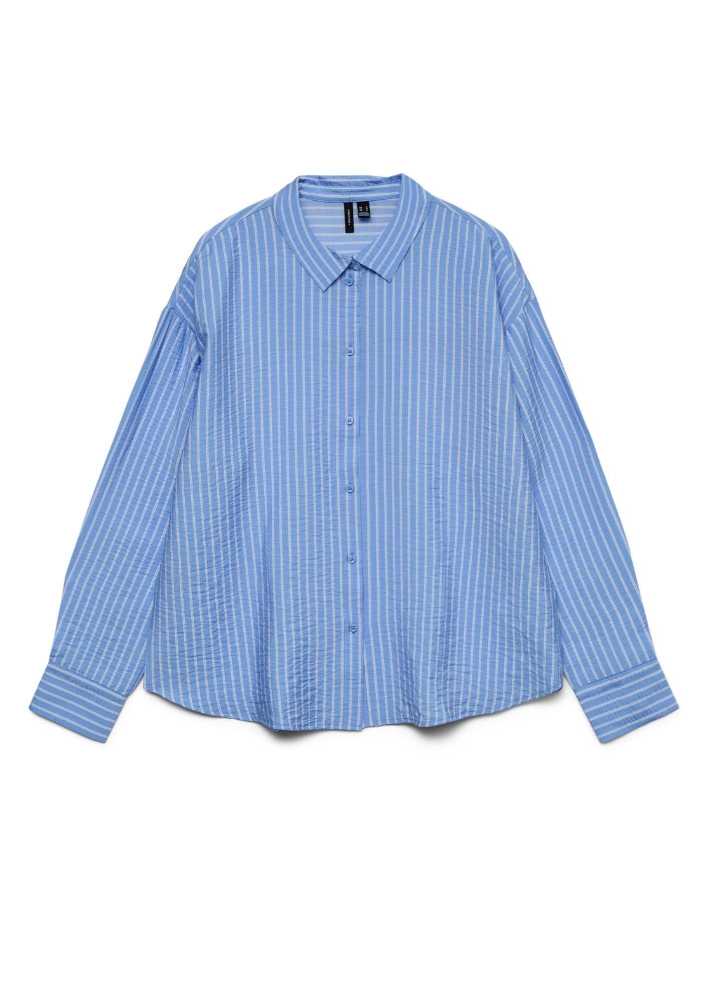 Vero Moda Camicia Donna Kaja Blue Sandra Linee Bianche 10340687 Vista Blue Sandra VERO MODA
