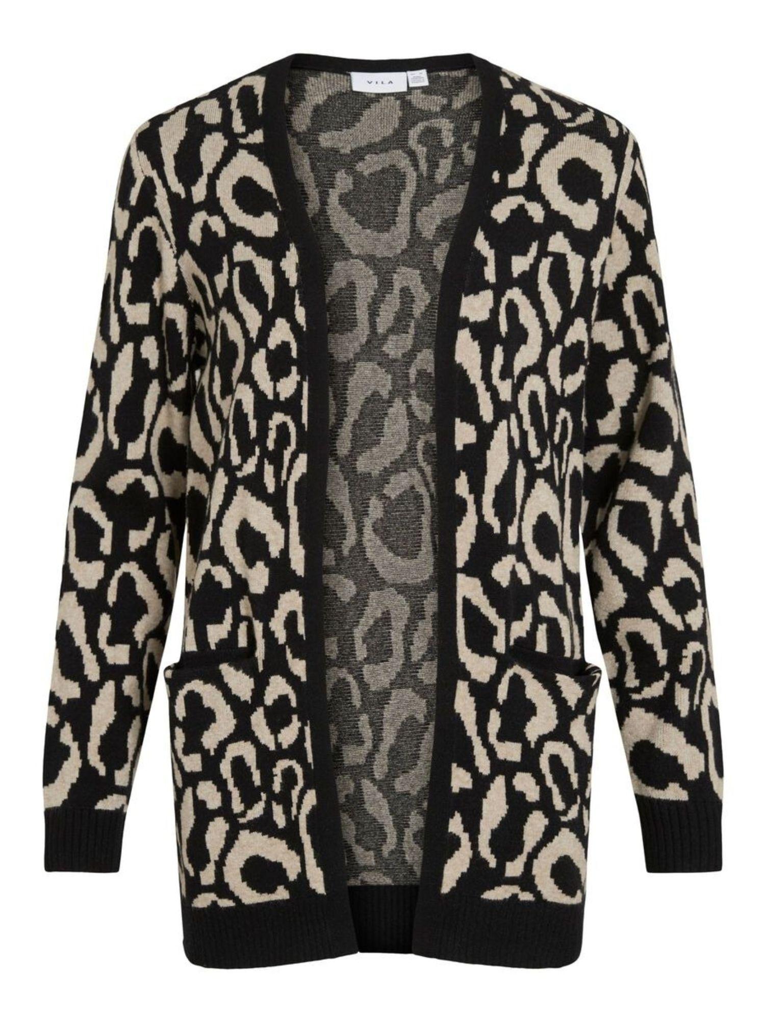 Vila Cardigan Donna Tif Animalier Nero 14110112 Black VILA