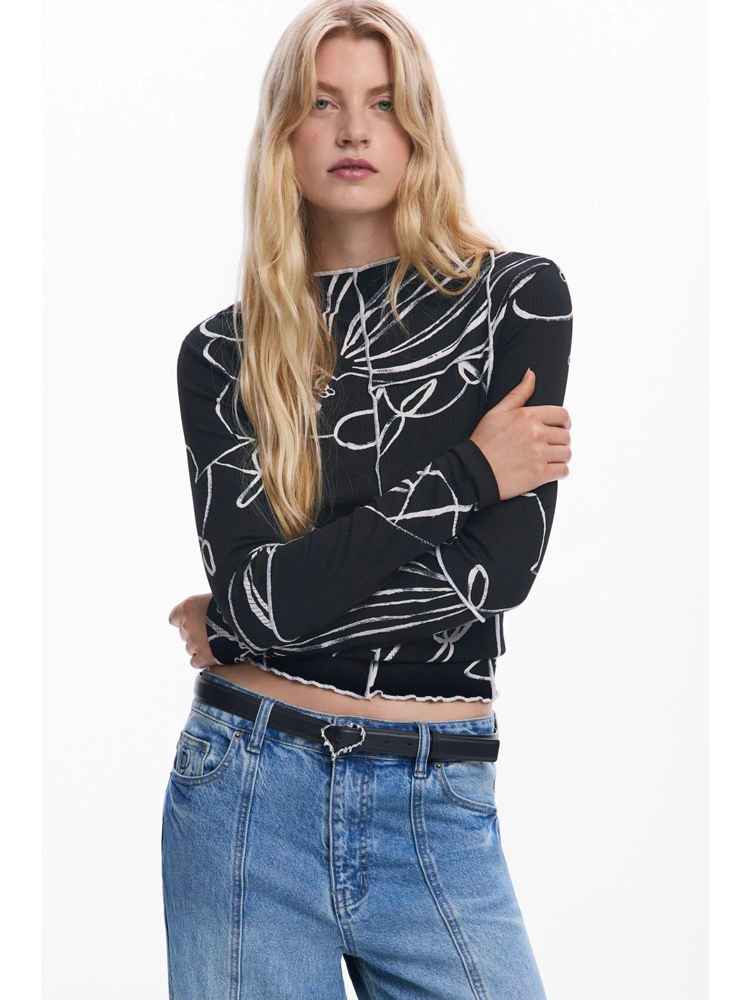 Desigual Maglietta silhouette vasi Donna Nero 25WWTK49 2000 DESIGUAL