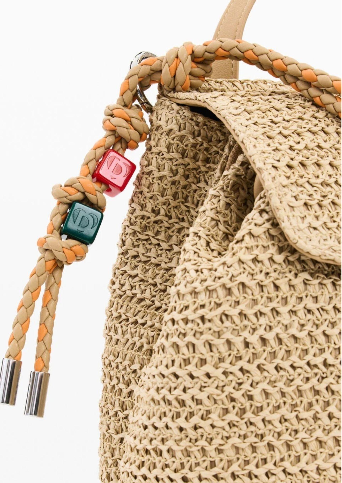 Desigual Zaino Donna Backhalf Logo Raffia Luena Mini Raffia 26SAKO01 1014 DESIGUAL