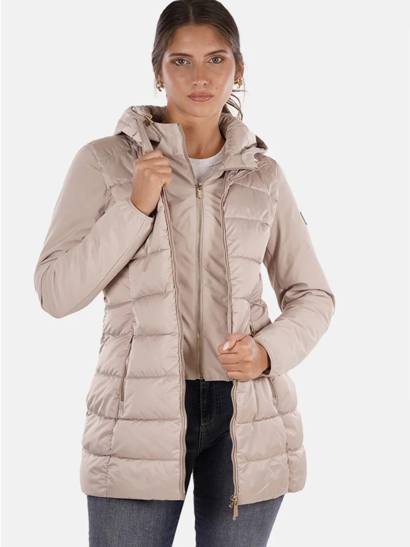 Yes Zee Giacca Lunga Donna Beige O045 M800 0222 YES ZEE