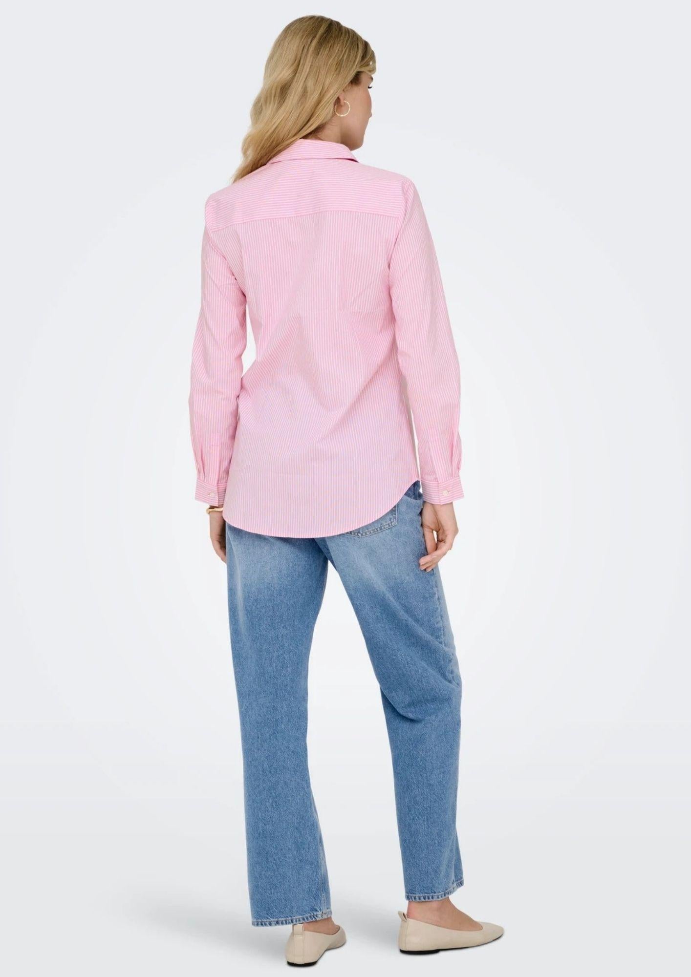 Jacqueline De Yong Camicia Donna Mio Rosa Righe Bianche 15149877 Shocking Pink JACQUELINE DE YONG