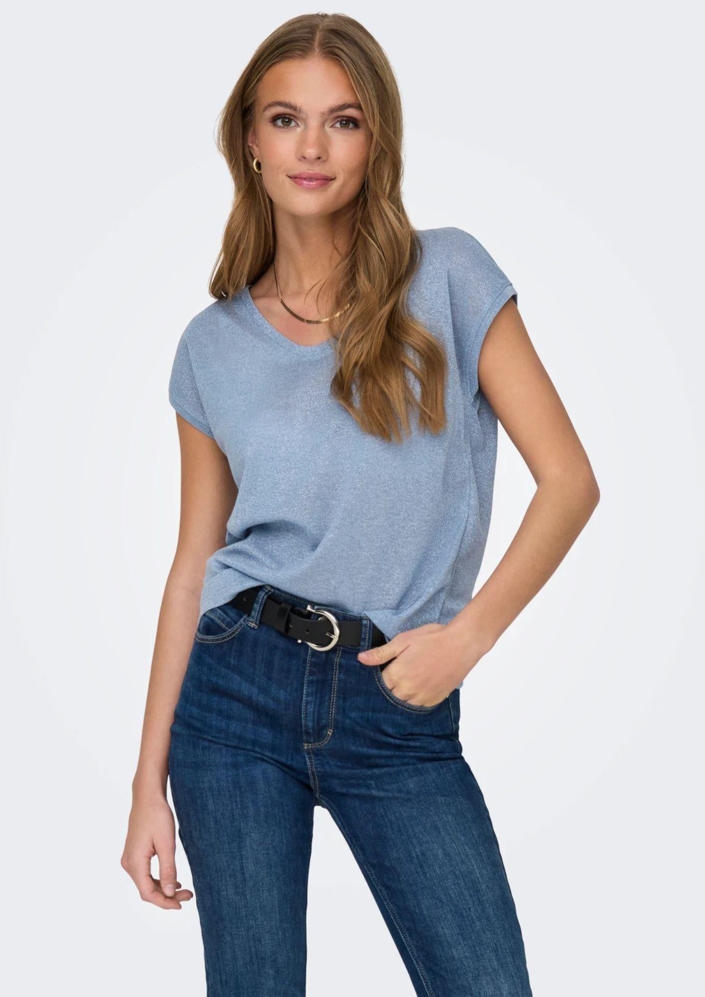 Top Only Donna Silvery Azzurro 15136069 Halogen Blue ONLY