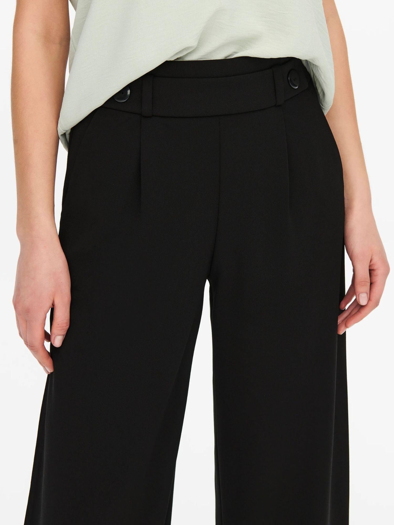 Jacqueline De Yong Pantaloni A Gamba Larga Donna Geggo Wide Leg Fit Nero 15208430 Black BLACK BUTTONS JACQUELINE DE YONG