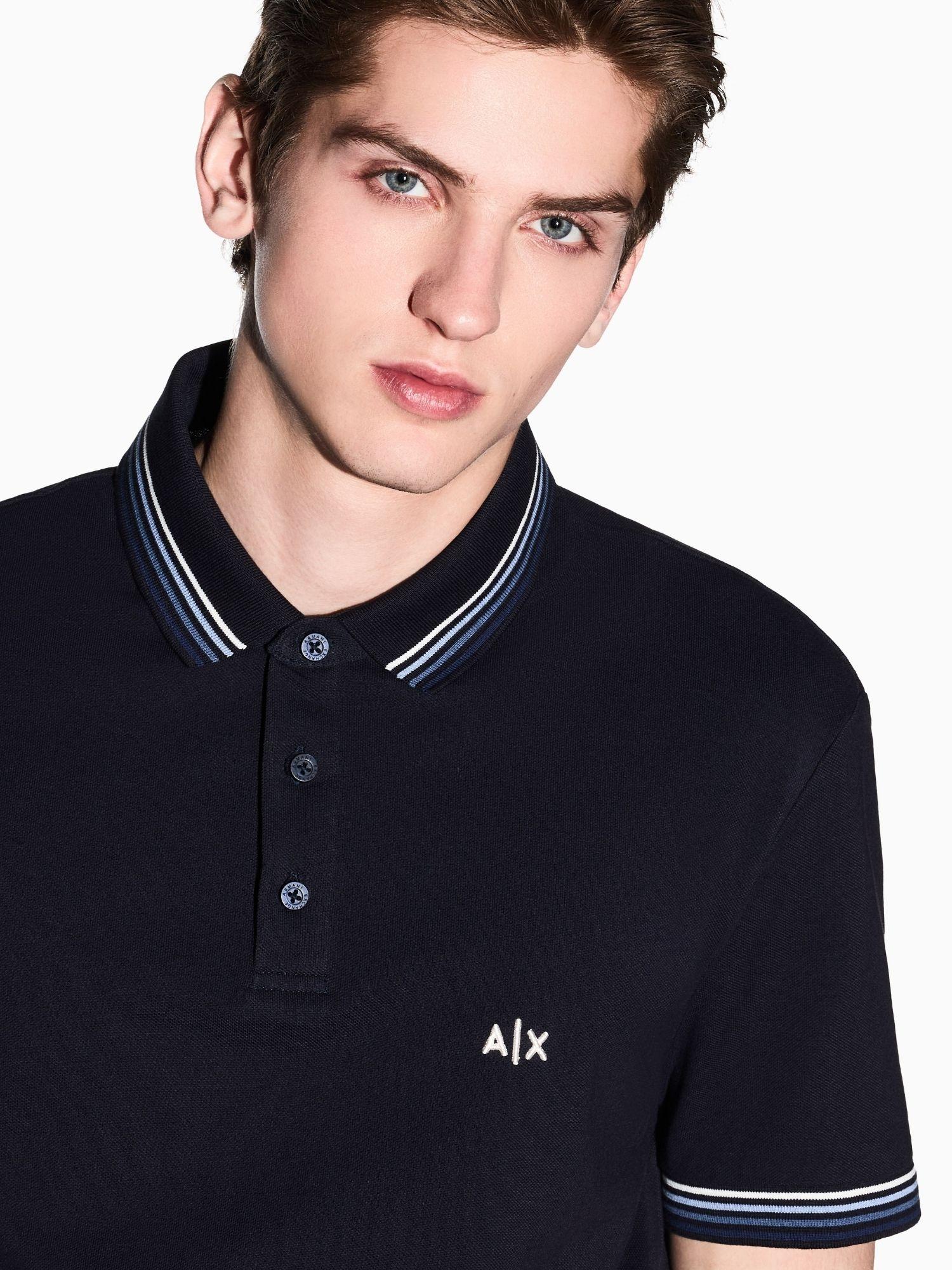 Armani Exchange Polo Uomo Blu Navy in Piquet di Cotone Traspirante XM002326 AF13026 UB101 ARMANI EXCHANGE