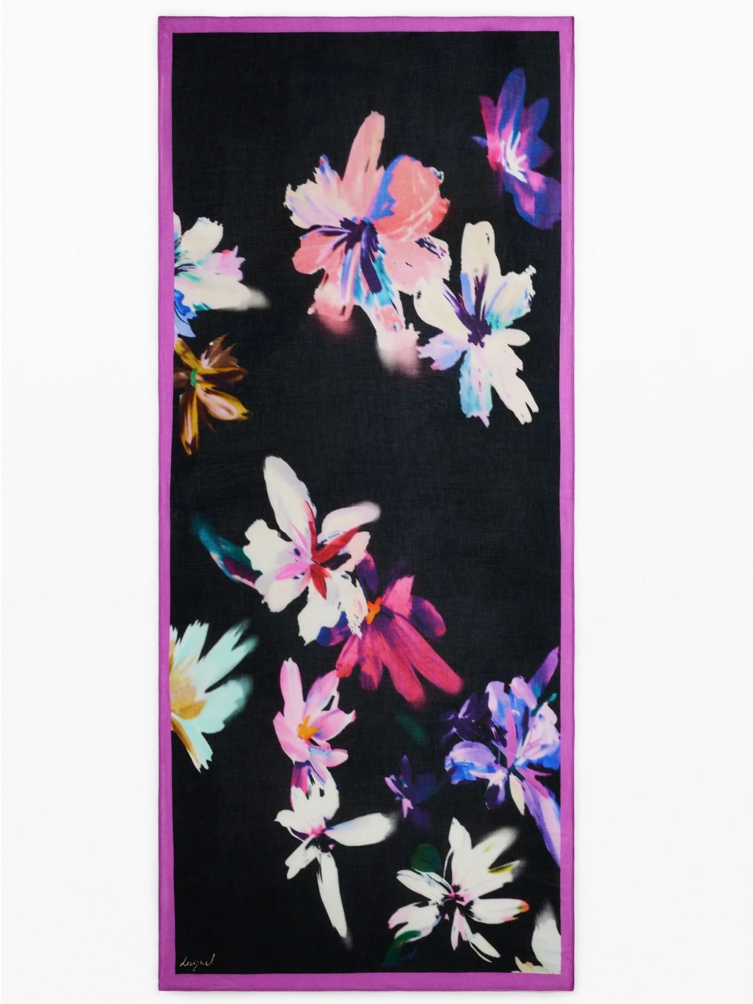 Desigual Foulard rettangolare a fiori Donna Nero 25WAWA23 2000 DESIGUAL