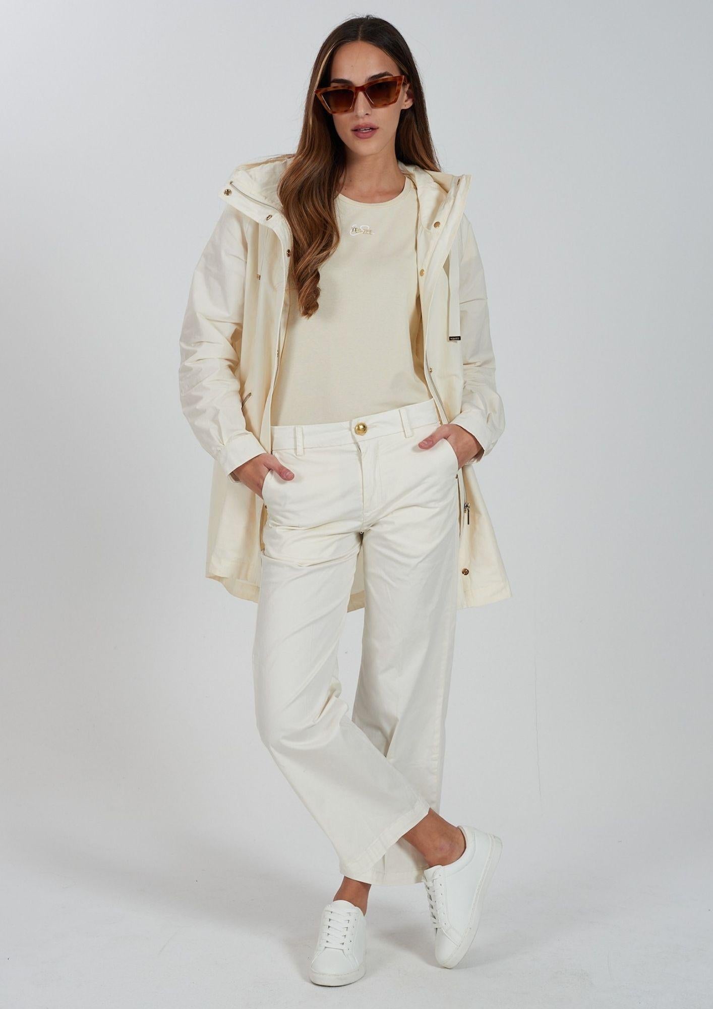 Yes Zee T-Shirt Donna Girocollo Bianco Gesso T257 S700 0107 YES ZEE