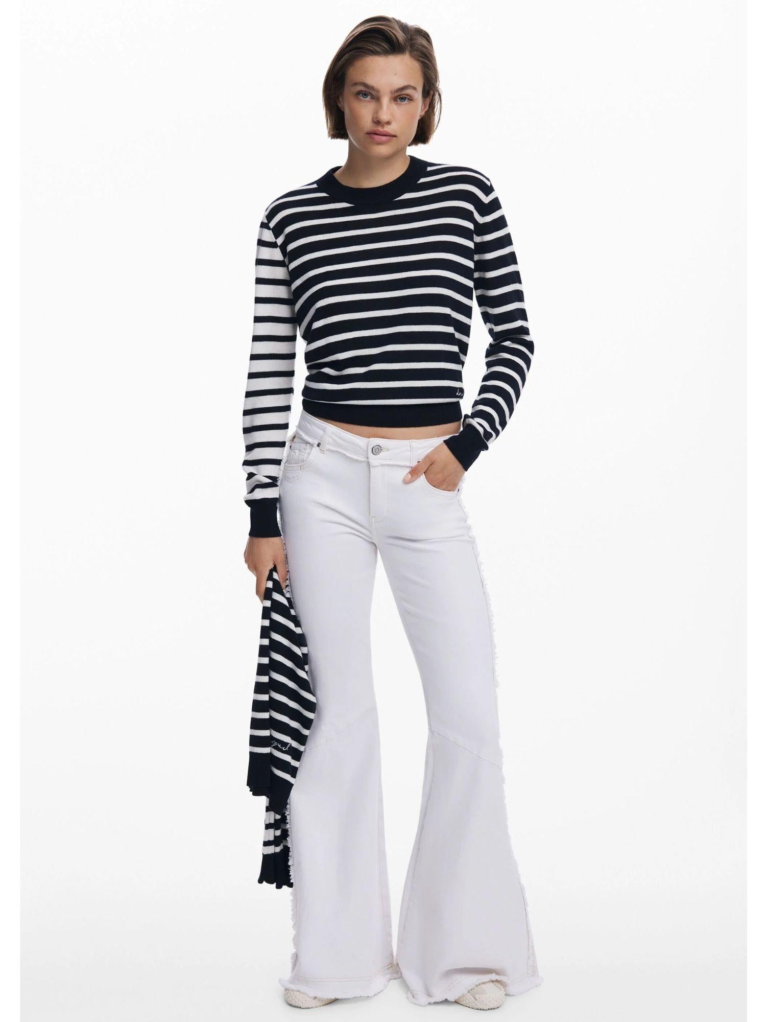 Desigual Maglione a righe orizzontali Donna Nero 25WWJF08 2000 DESIGUAL