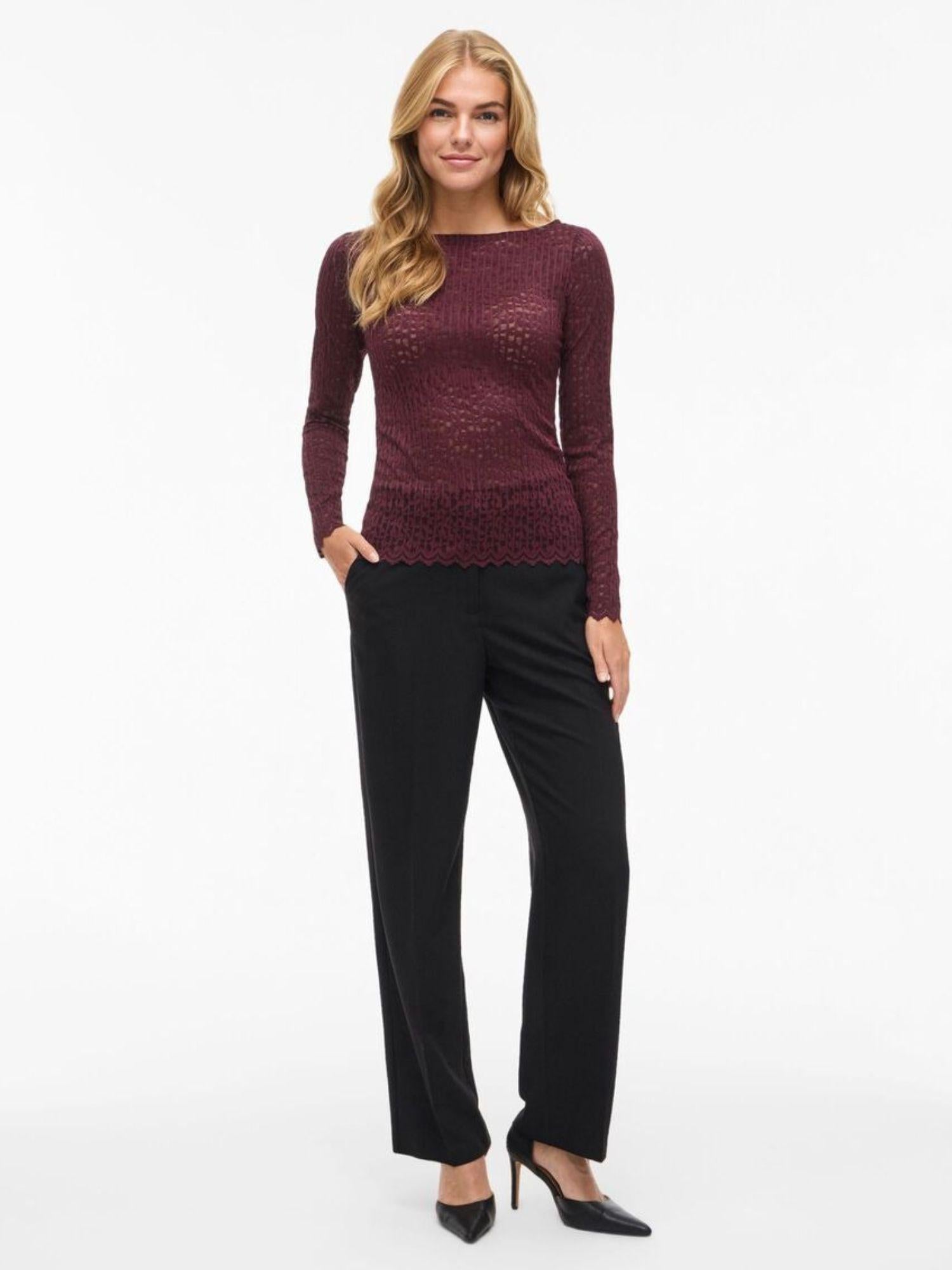 Vila Top Donna Obera Bordeaux 14108569 Purple VILA