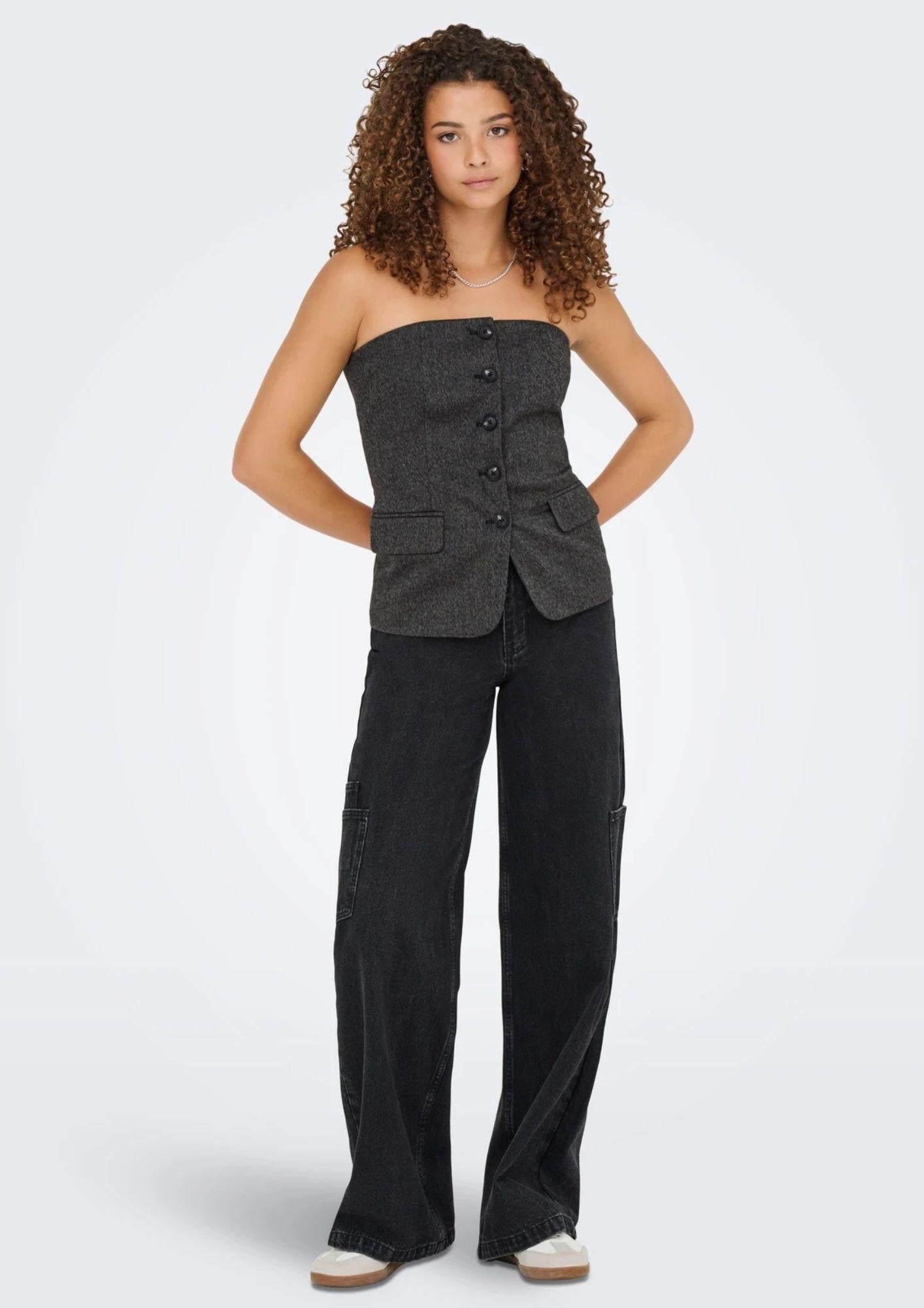 Only Gilet Donna Marine Grigio Scuro 15357612 Dark Grey Melange ONLY