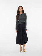 Vero Moda Maglione Donna Siljerib Dark Grey Melange 10336674 Dark Grey Melange VERO MODA