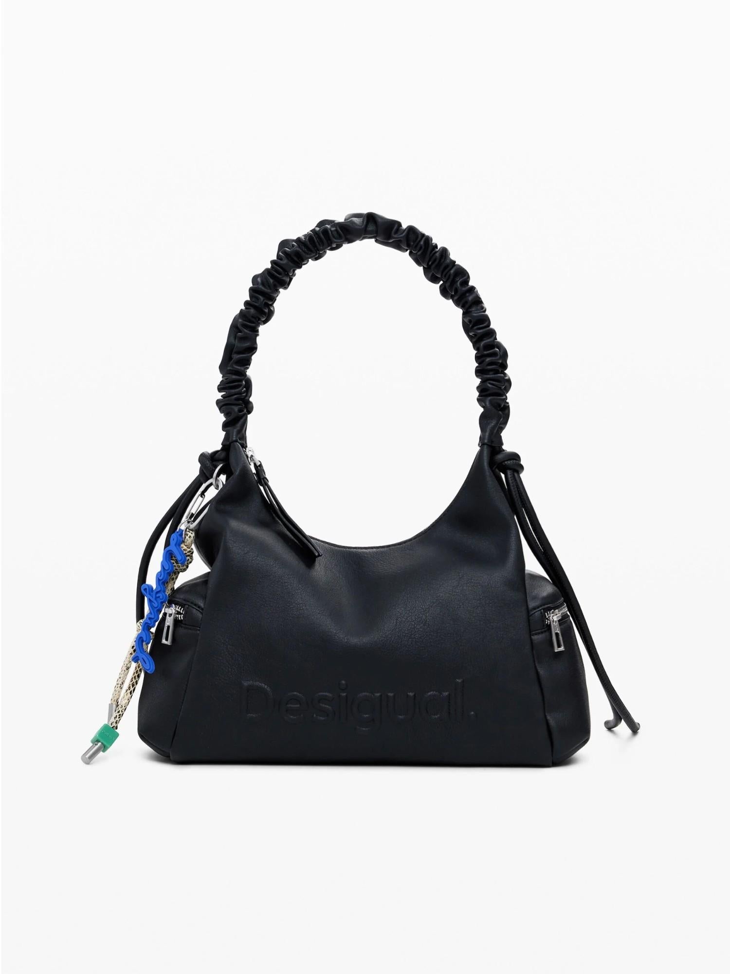 Desigual Borsa logo 3D con manico arricciato media Donna Nero 25WAXP98 2000 DESIGUAL