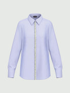 Emme Marella Camicia in popeline con dettagli di perle e strass Donna Valda Azzurro 2525116044200 001 EMME MARELLA
