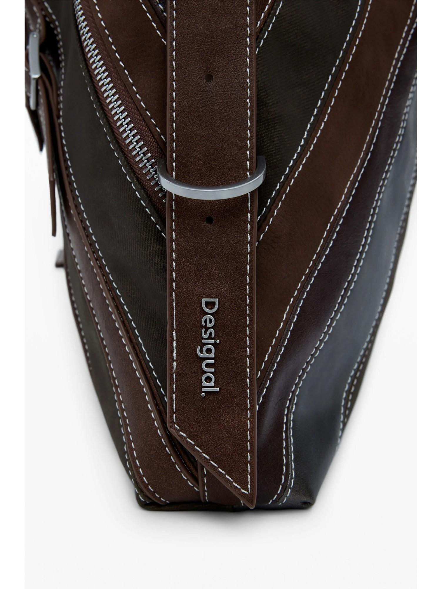 Desigual Borsa a spalla media con cuciture Donna Marrone 25WAXPAB 6075 DESIGUAL