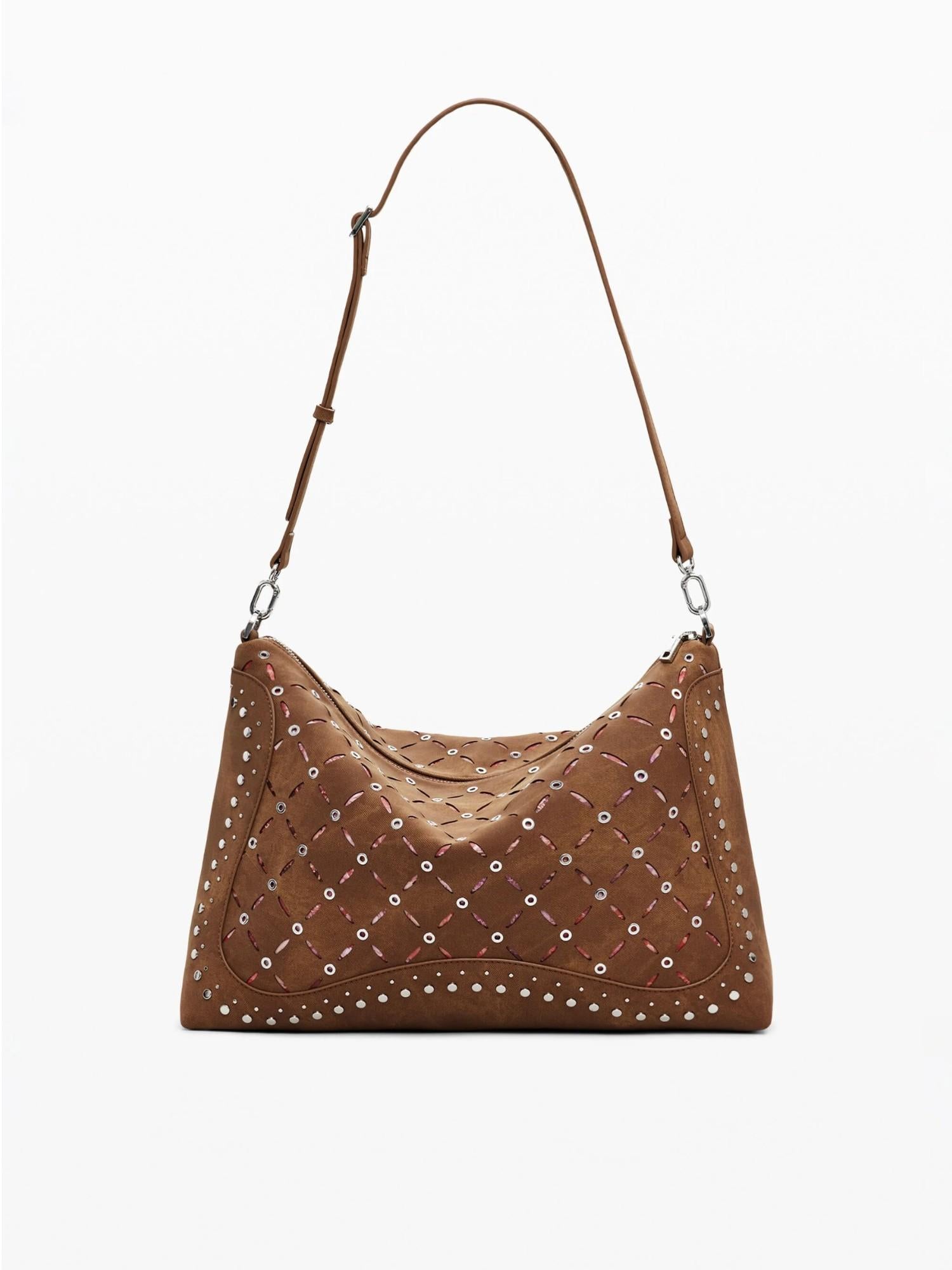 Desigual Borsa effetto pelle traforata media Donna Marrone 25WAXPB5 6011 DESIGUAL