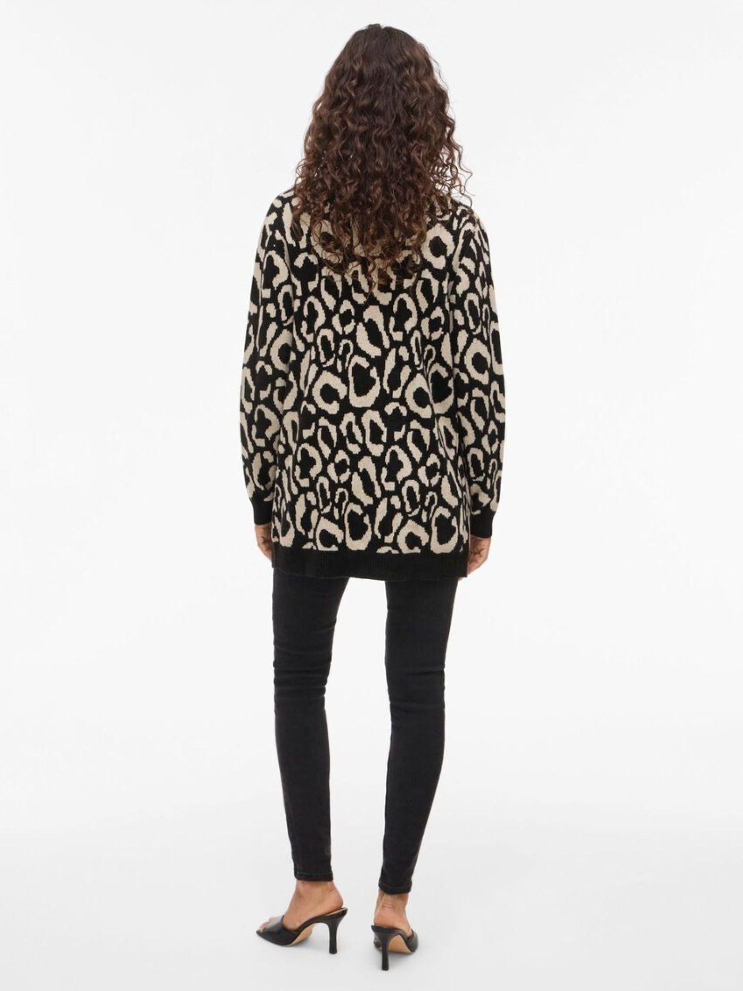 Vila Cardigan Donna Tif Animalier Nero 14110112 Black VILA