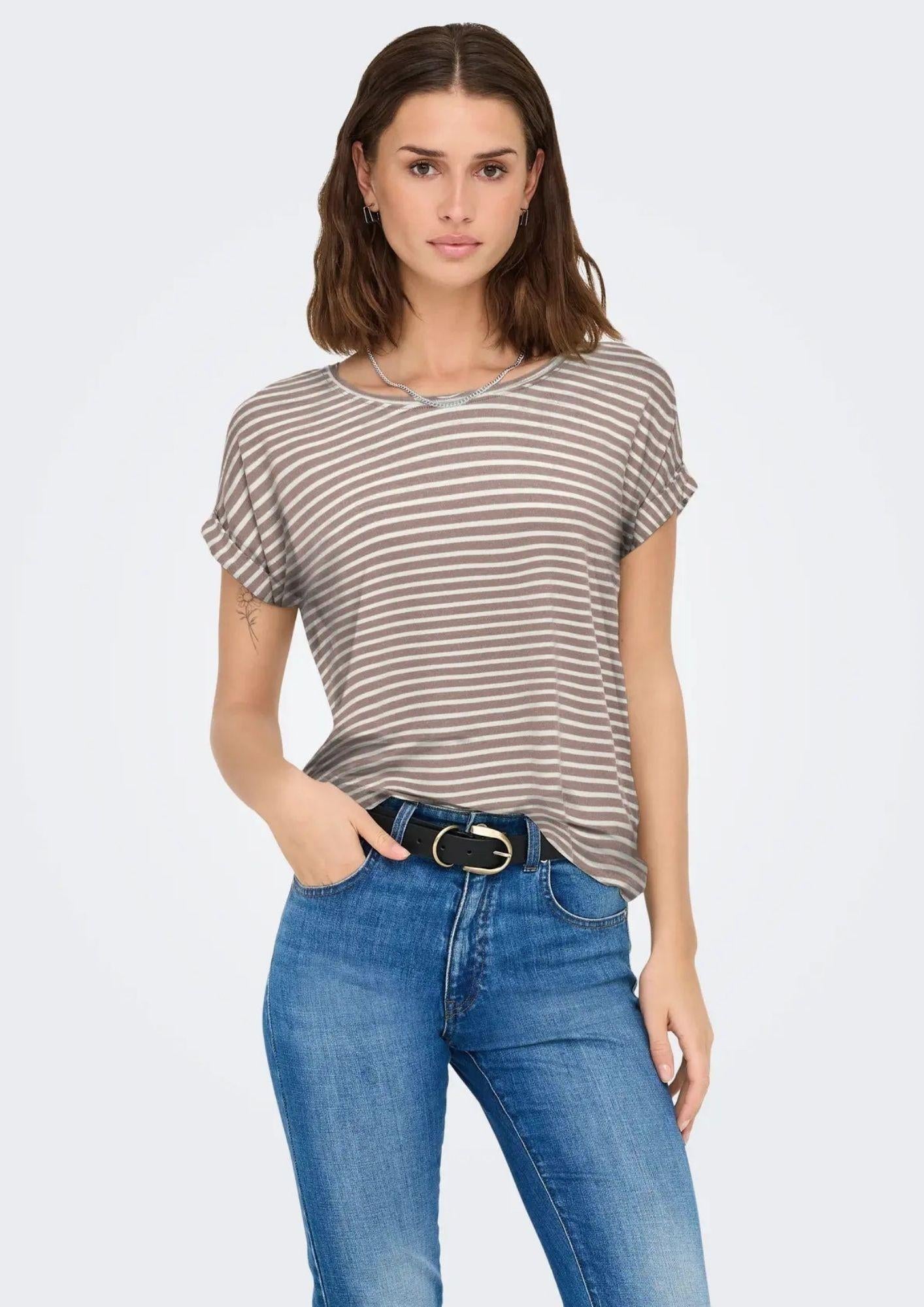 Only T-Shirt Donna Monster Bianca e Grigia 15206243 Etherea ONLY
