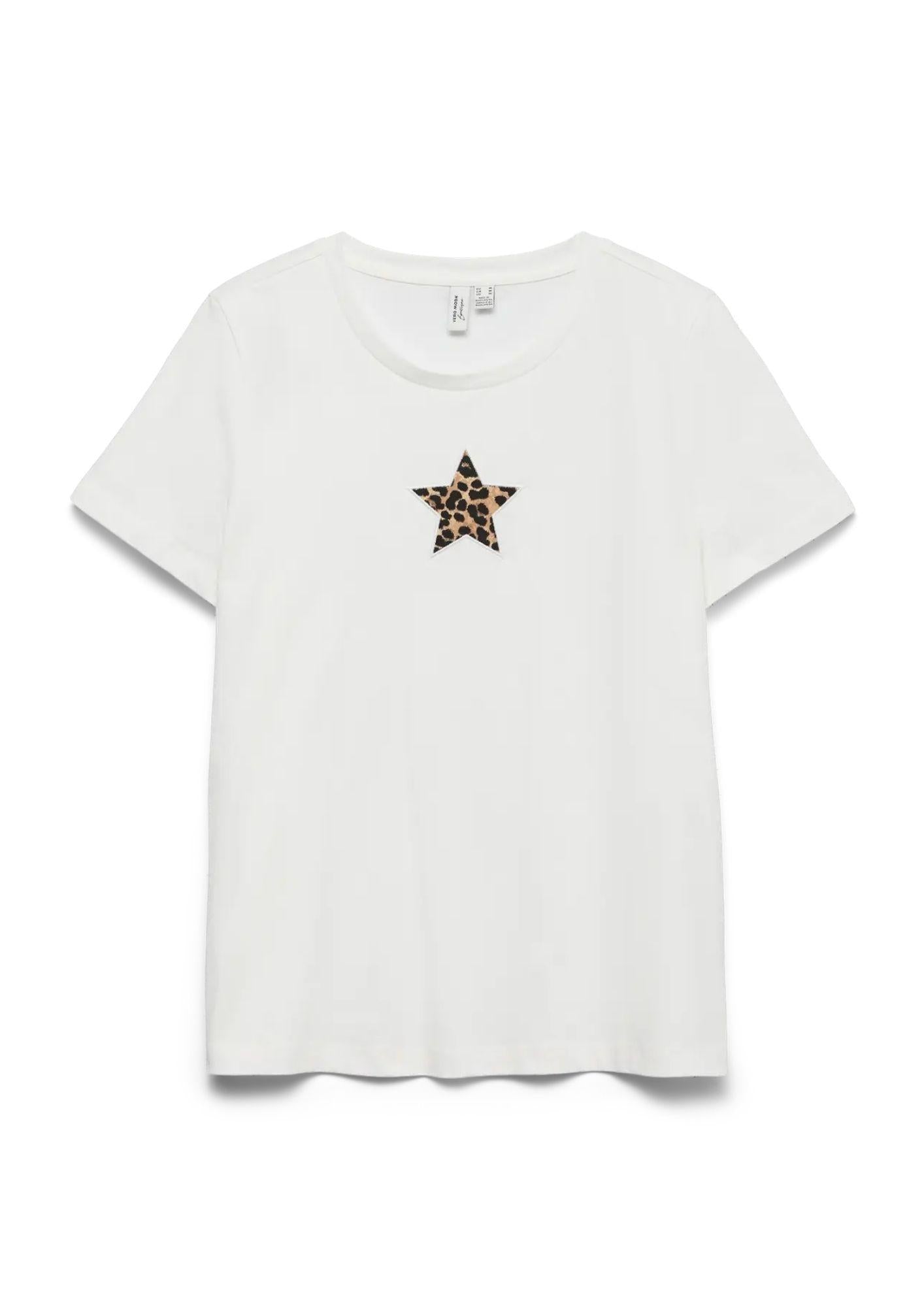 Vero Moda Top Donna Isuma Bianco 10340644 Snow White STAR PATCH VERO MODA