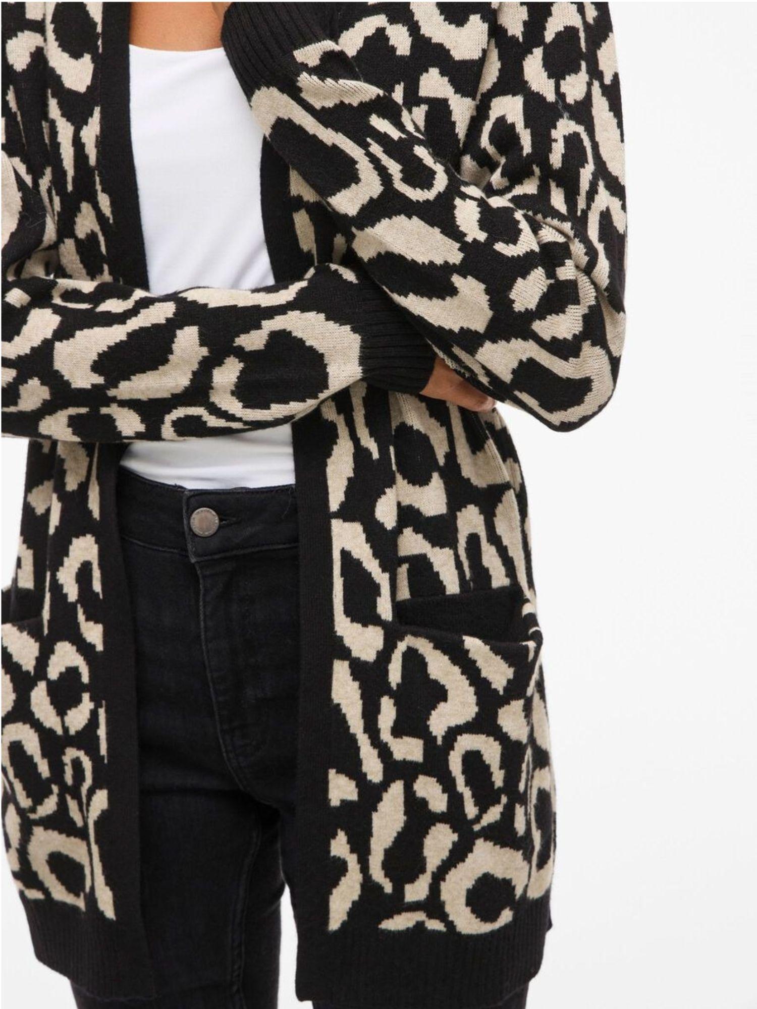 Vila Cardigan Donna Tif Animalier Nero 14110112 Black VILA