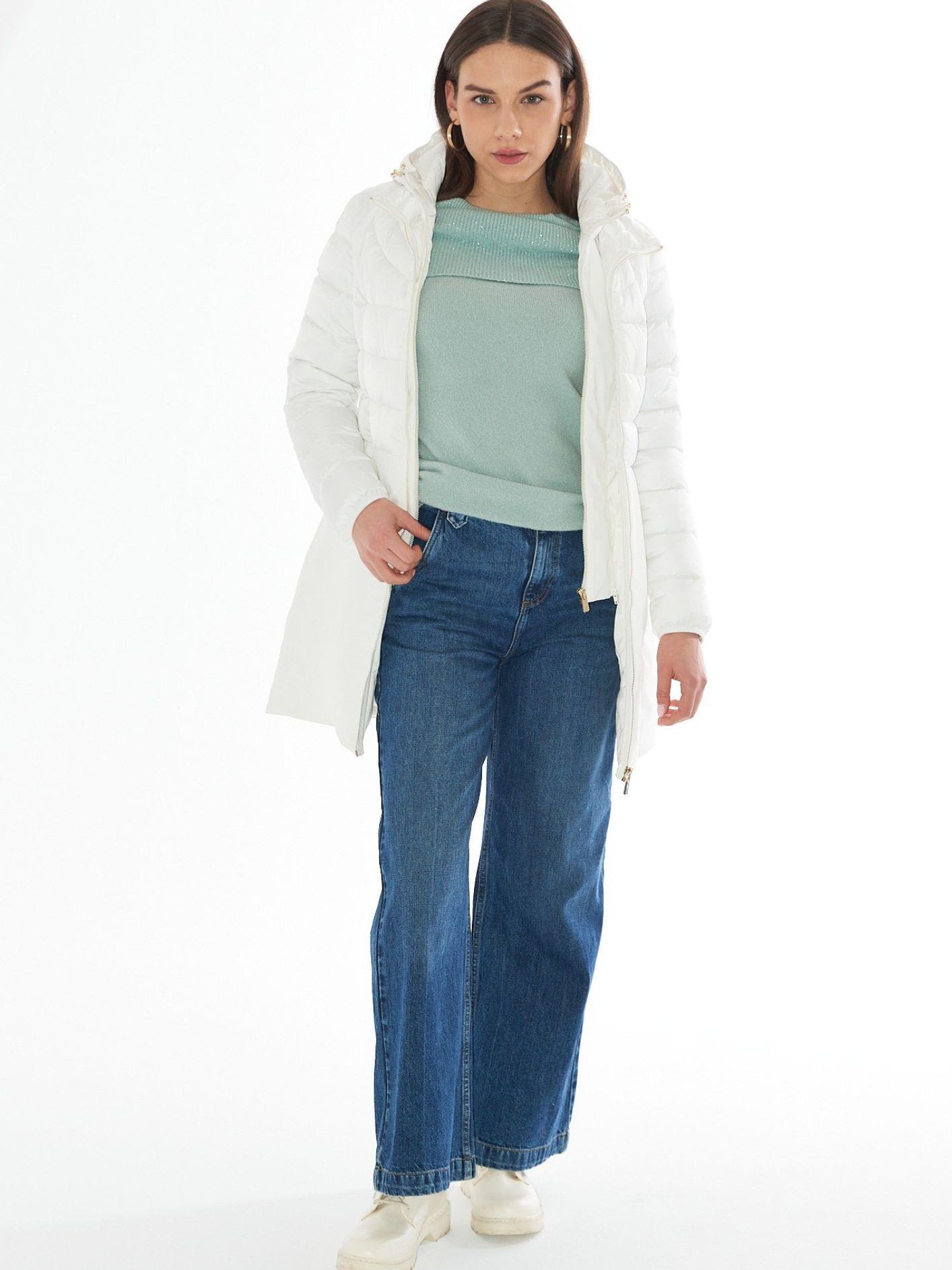 Yes Zee Cappotto Invernale Donna Avorio O003 M800 0157 YES ZEE