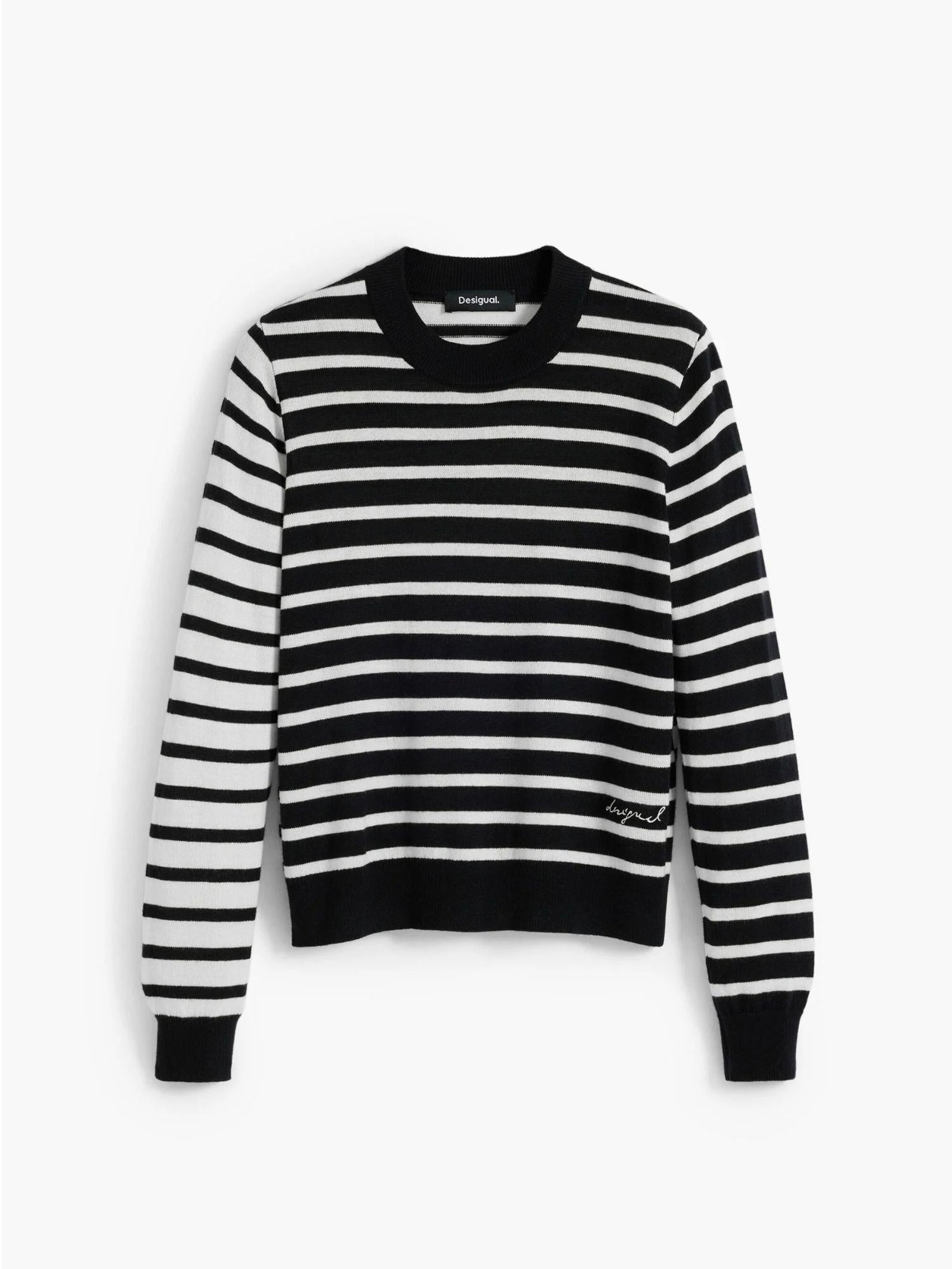 Desigual Maglione a righe orizzontali Donna Nero 25WWJF08 2000 DESIGUAL