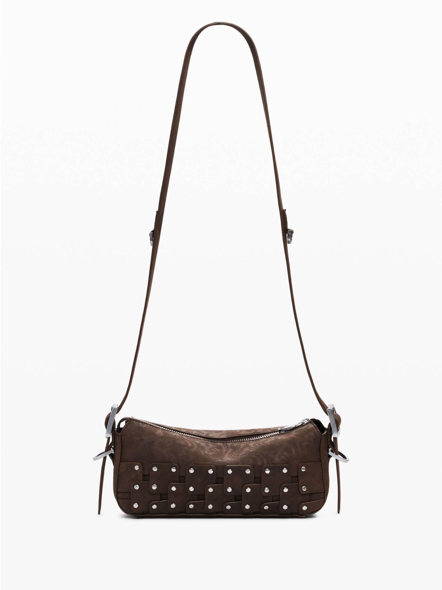 Desigual Piccola borsa baguette patch con borchie Donna Marrone 25WAXPBO 6009 DESIGUAL