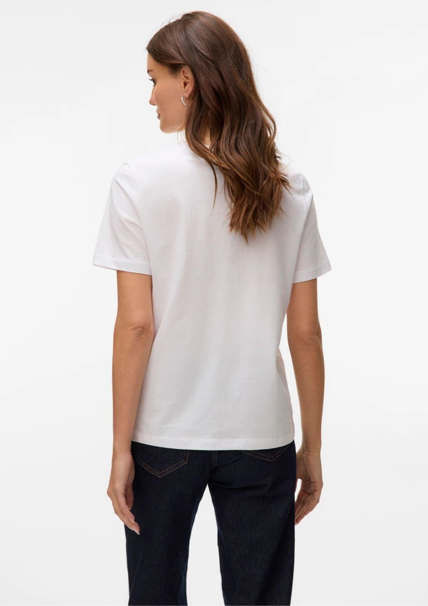 Vero Moda T-Shirt Donna Paulina Bianca Con Cuore Rosso 10316991 Bright White Red Heart VERO MODA