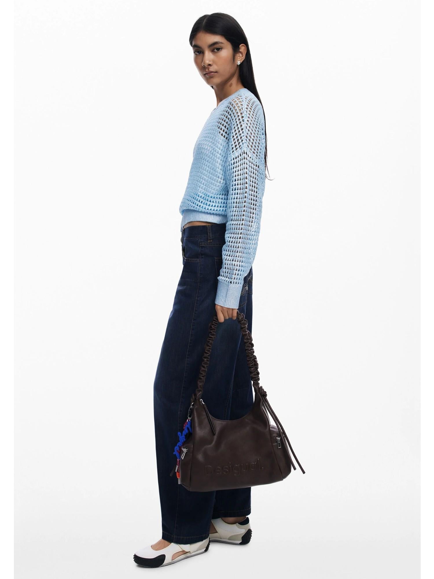 Desigual Borsa logo 3D con manico arricciato media Donna Marrone 25WAXPAY 6009 DESIGUAL