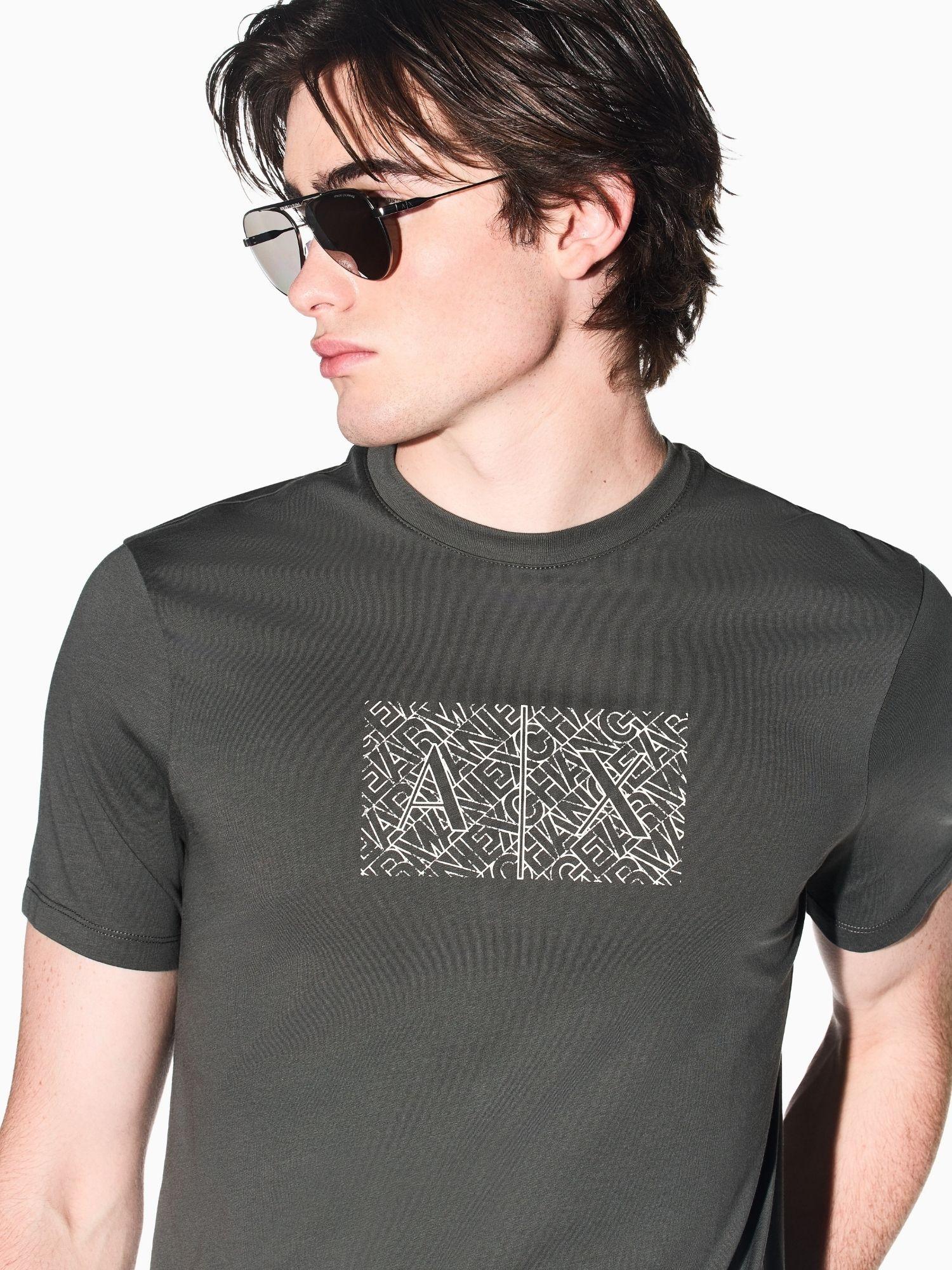 Armani Exchange T-Shirt Uomo Grigia Slim Fit in Jersey di Cotone Classico XM002784 AF10356 U8144 ARMANI EXCHANGE