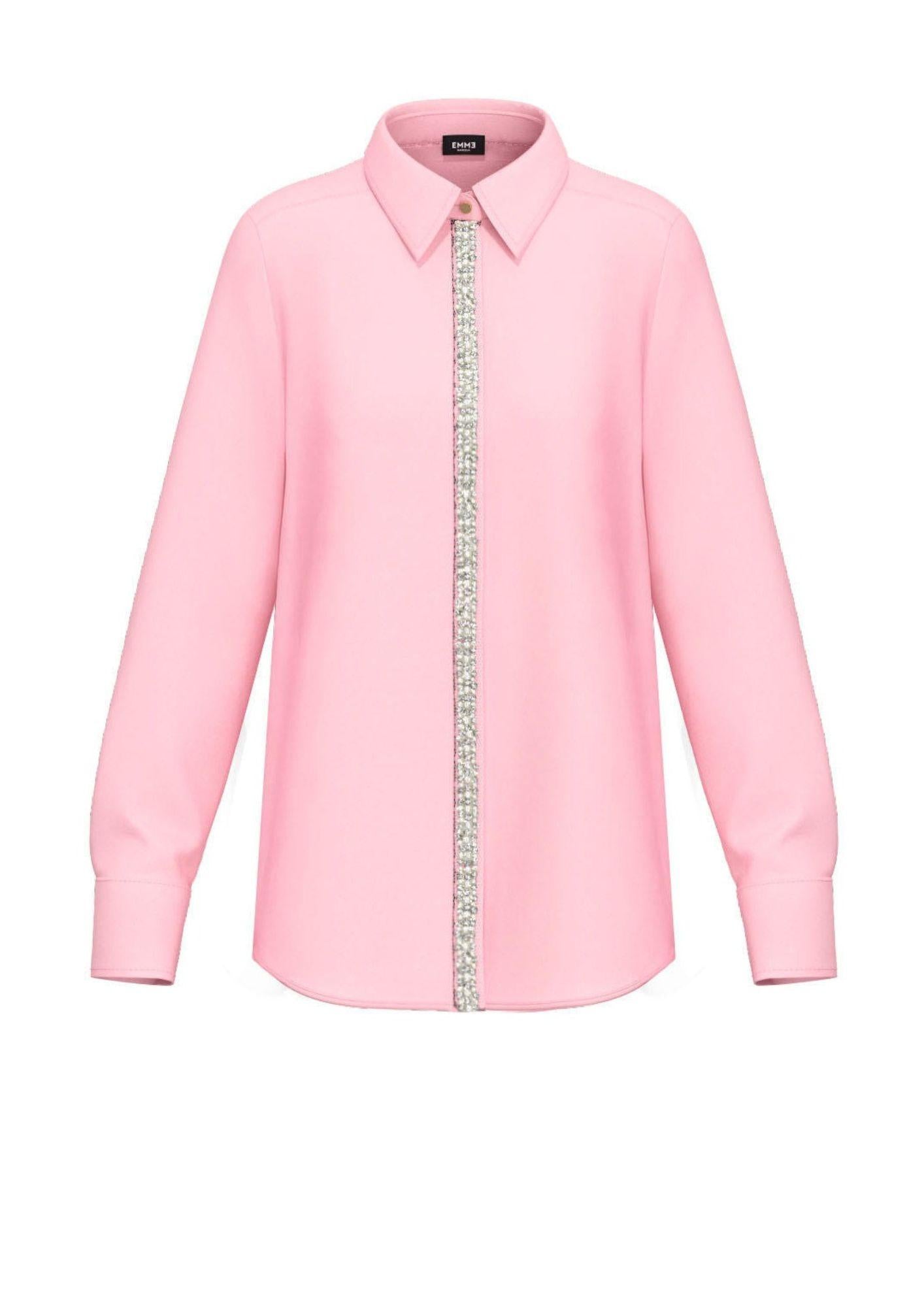 Emme Marella Camicia in popeline con dettagli di perle e strass Valda Donna Rosa 2525116044200 002 EMME MARELLA