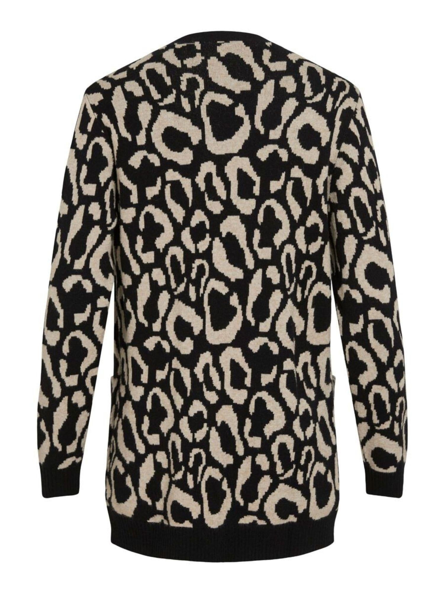 Vila Cardigan Donna Tif Animalier Nero 14110112 Black VILA
