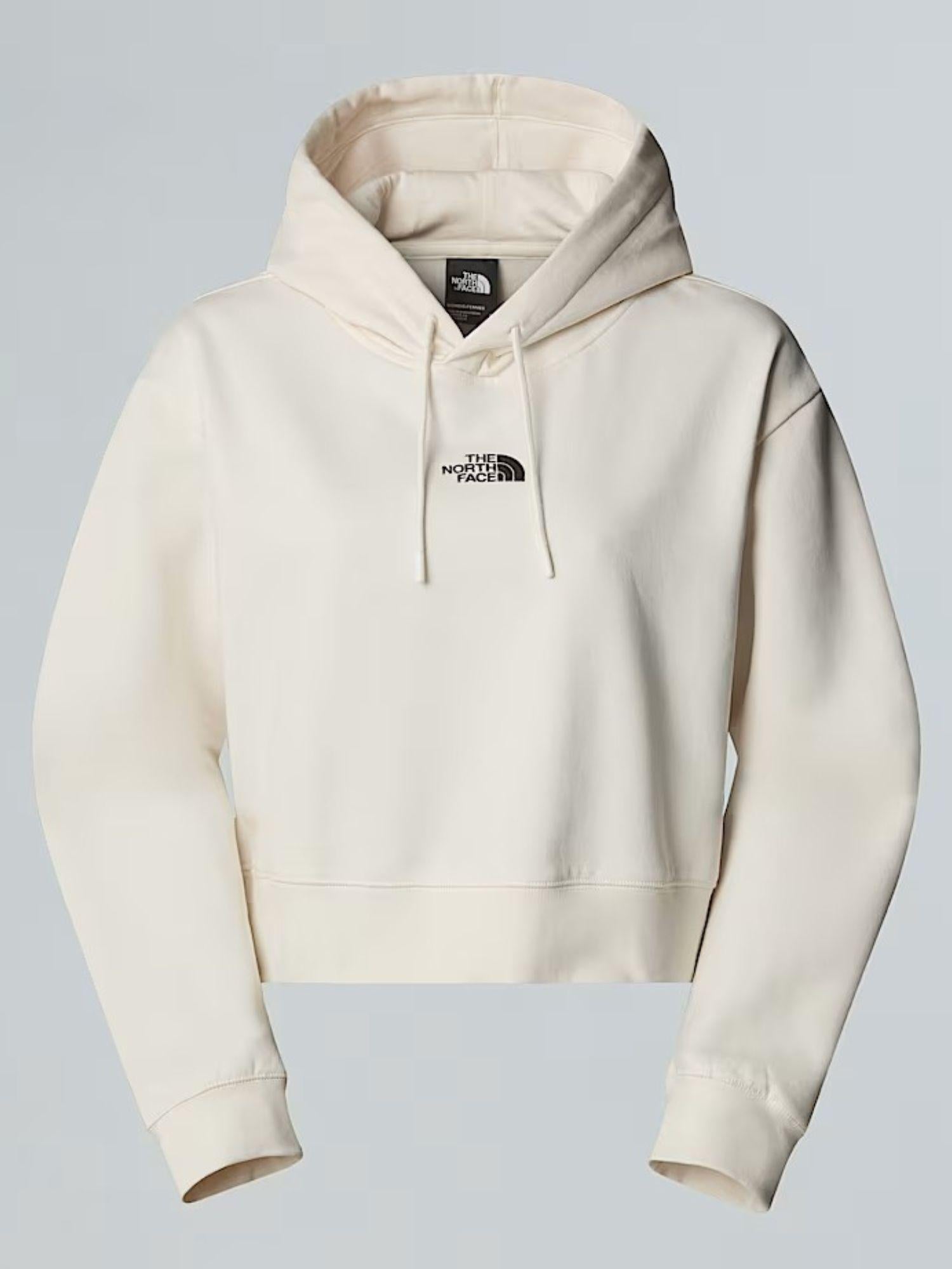 The North Face Felpa Donna Essential Corta In Vita Con Cappuccio Bianco Dune NF0A89EX QLI THE NORTH FACE