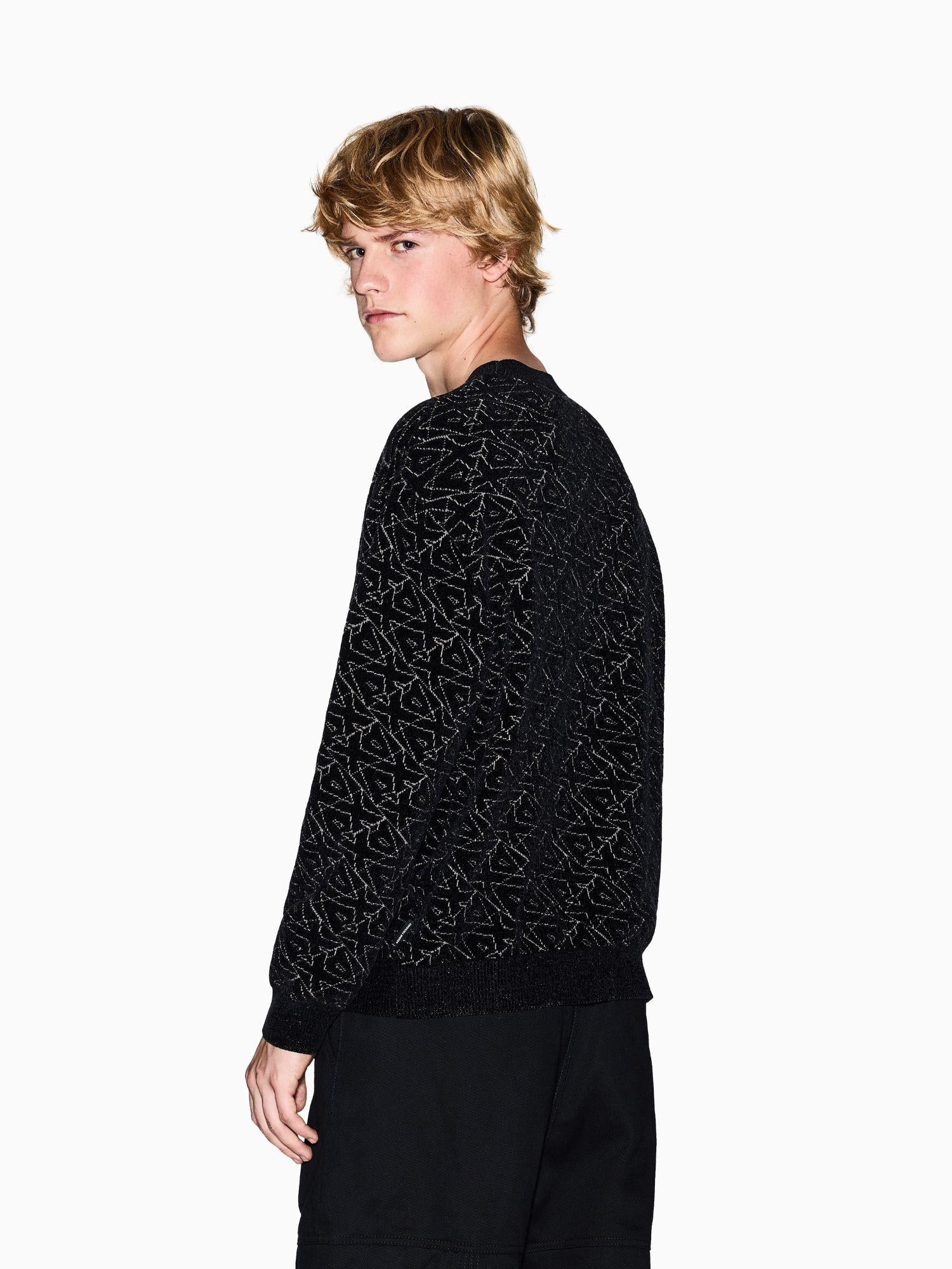 Armani Exchange Maglione girocollo con logo allover Uomo Nero XM001330 AF16916 FC196 ARMANI EXCHANGE