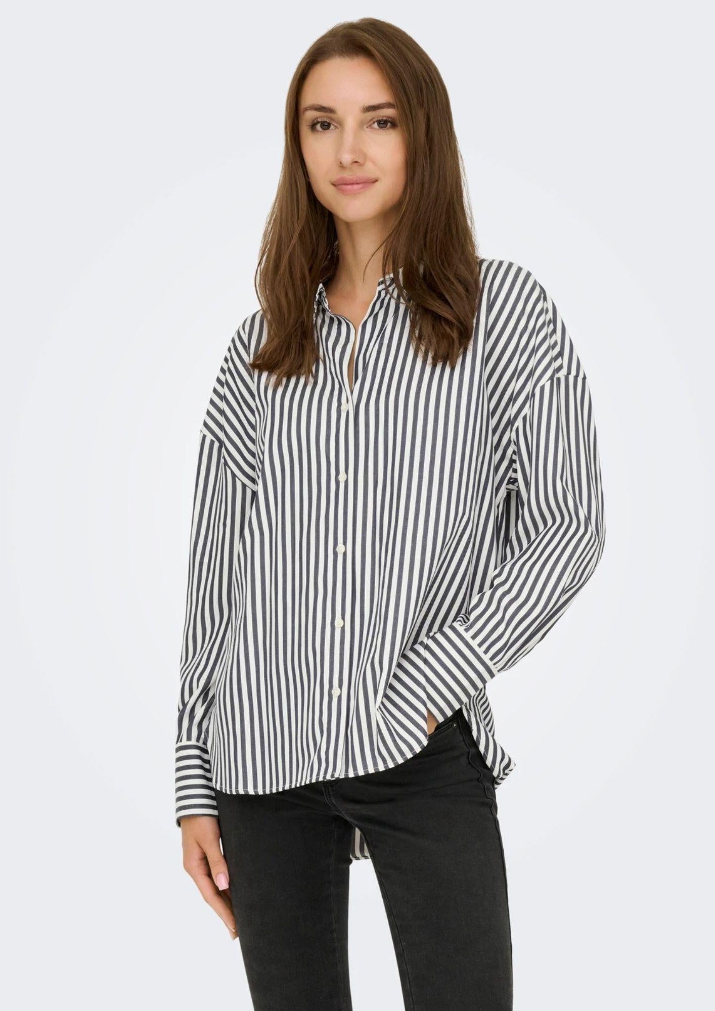 Jacqueline De Yong Camicia Donna Vesper Bianca a righe 15338857 Cloud Dancer CHOCOLATE TORTE JACQUELINE DE YONG