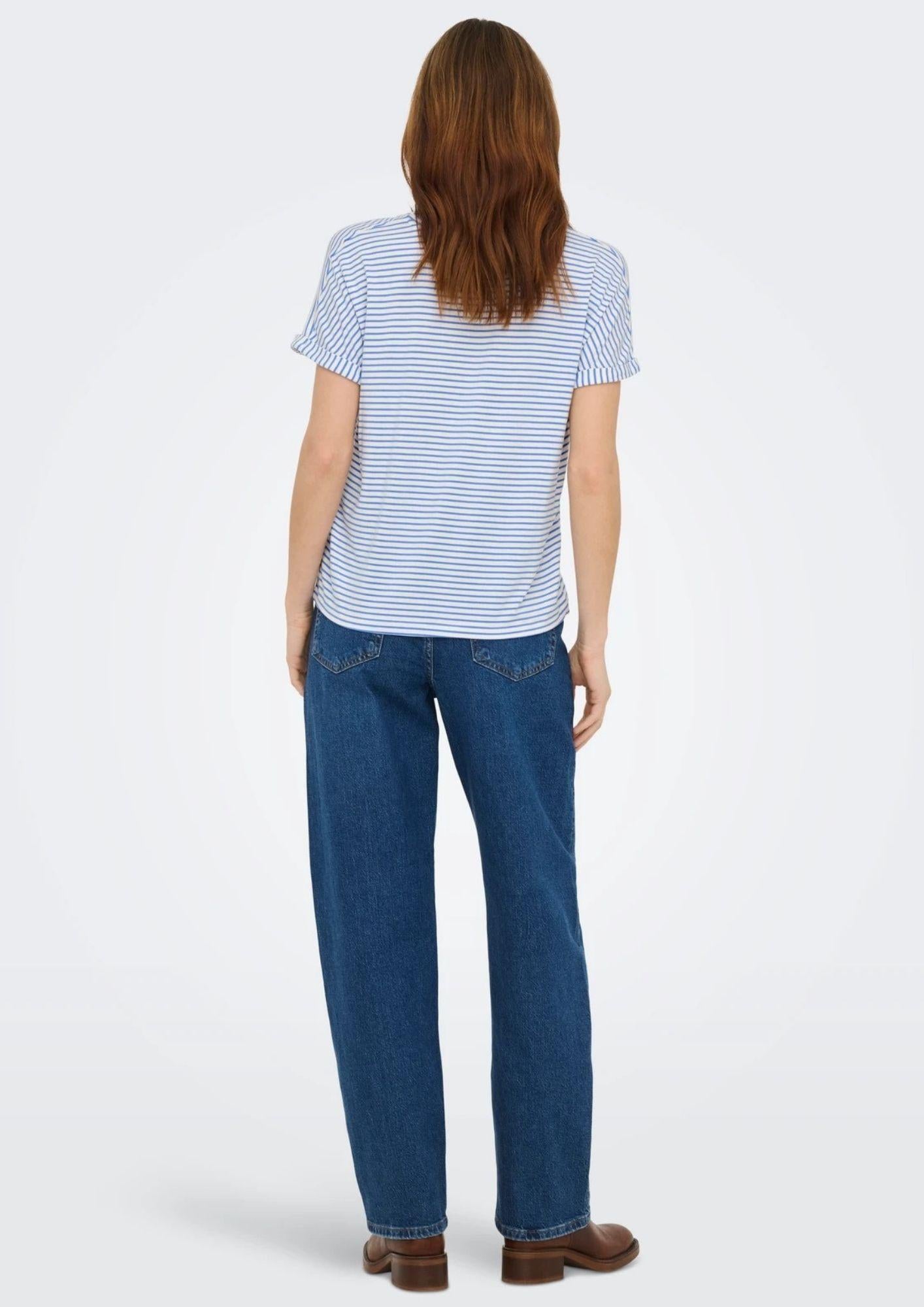 Jacqueline De Yong Top Donna Sissi Bianco e Blu Cashmere 15325267 Cashmere Blue CLOUD DANCER JACQUELINE DE YONG