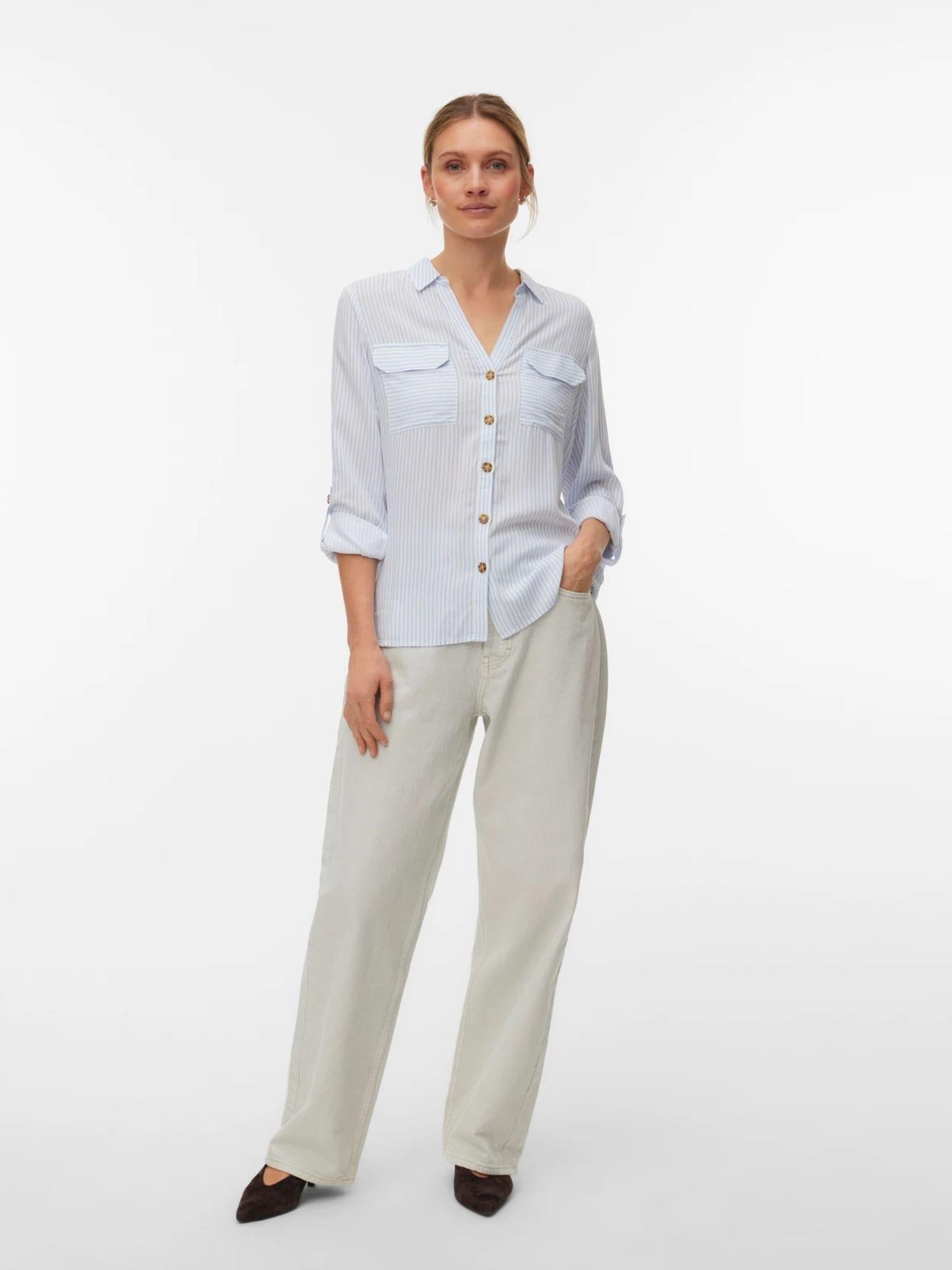 Vero Moda Camicia Donna Brunnera Blue Snow White Vmbumpy 10275283 Brunnera Blue VERO MODA