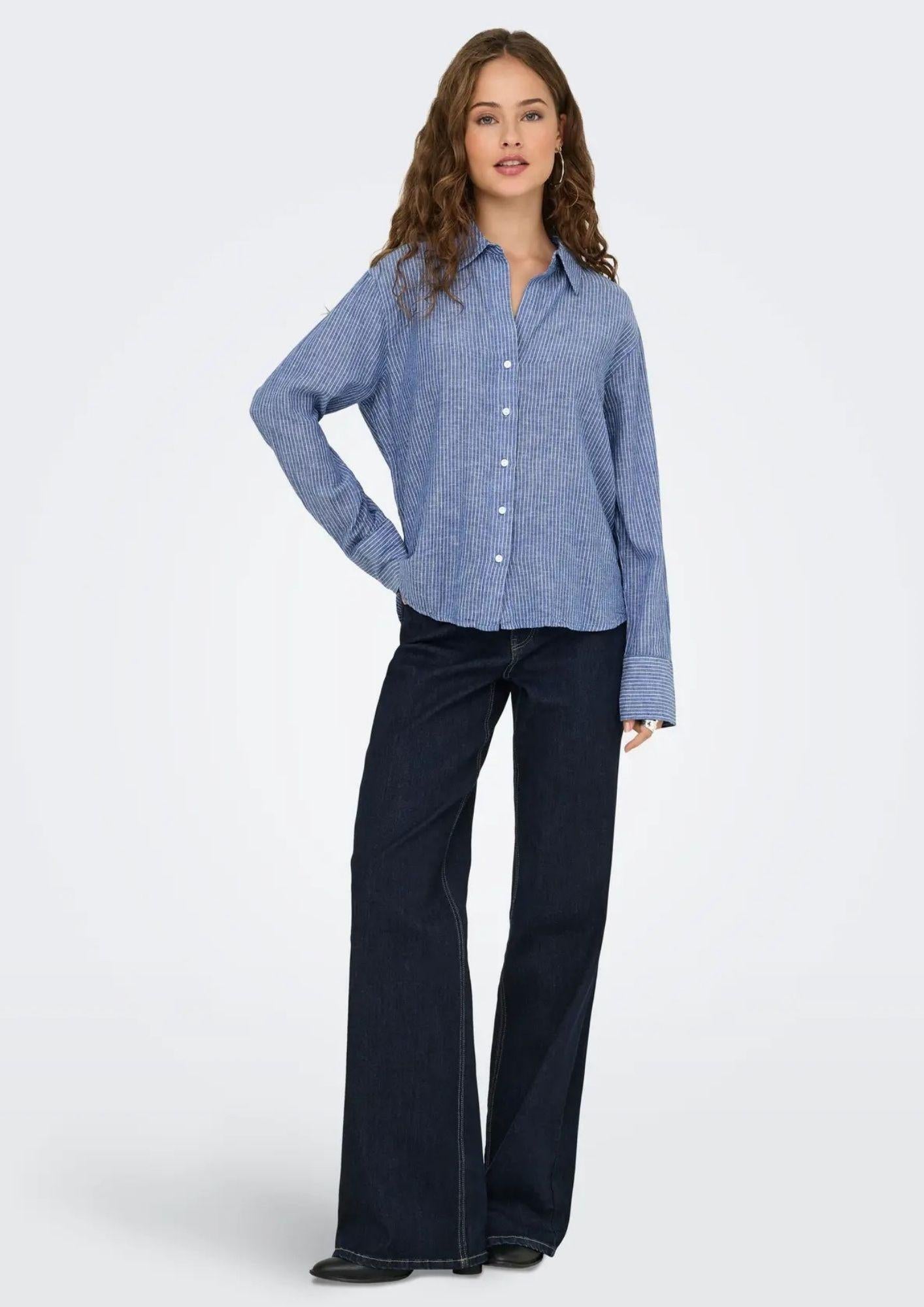 Jacqueline De Yong Camicia Donna Mila Blu Righe Bianche 15345487 Star Sapphire CLOUD DANCER JACQUELINE DE YONG