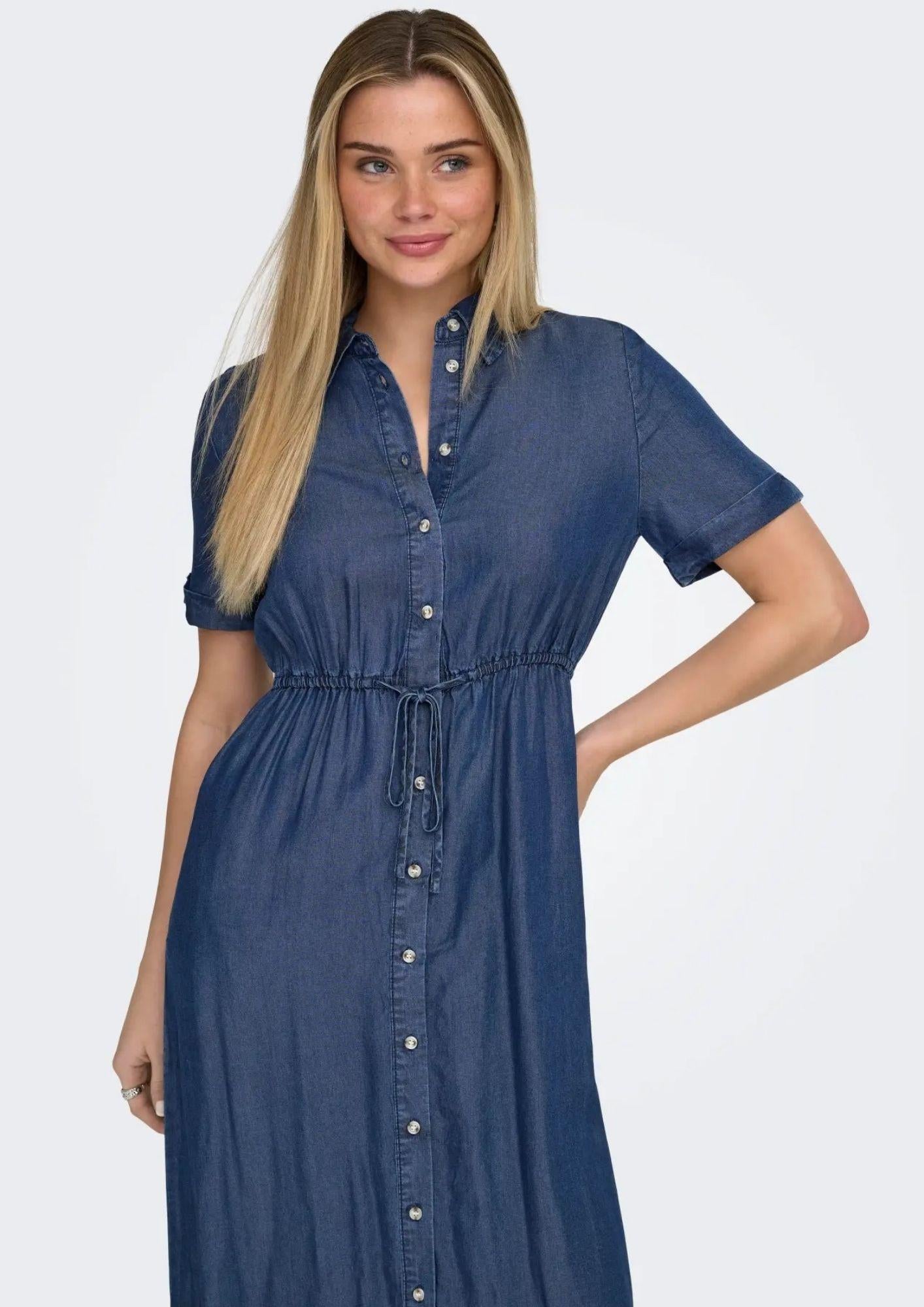 Only Abito Donna Charis Blu Denim Scuro 15363971 Dark Blue Denim ONLY