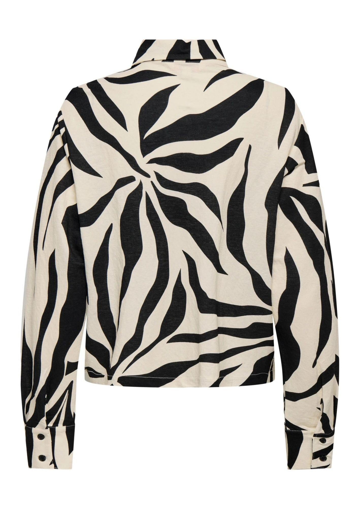 Only Camicia Donna Sakura Bianco e Nero 15366883 Black FLOWER ONLY