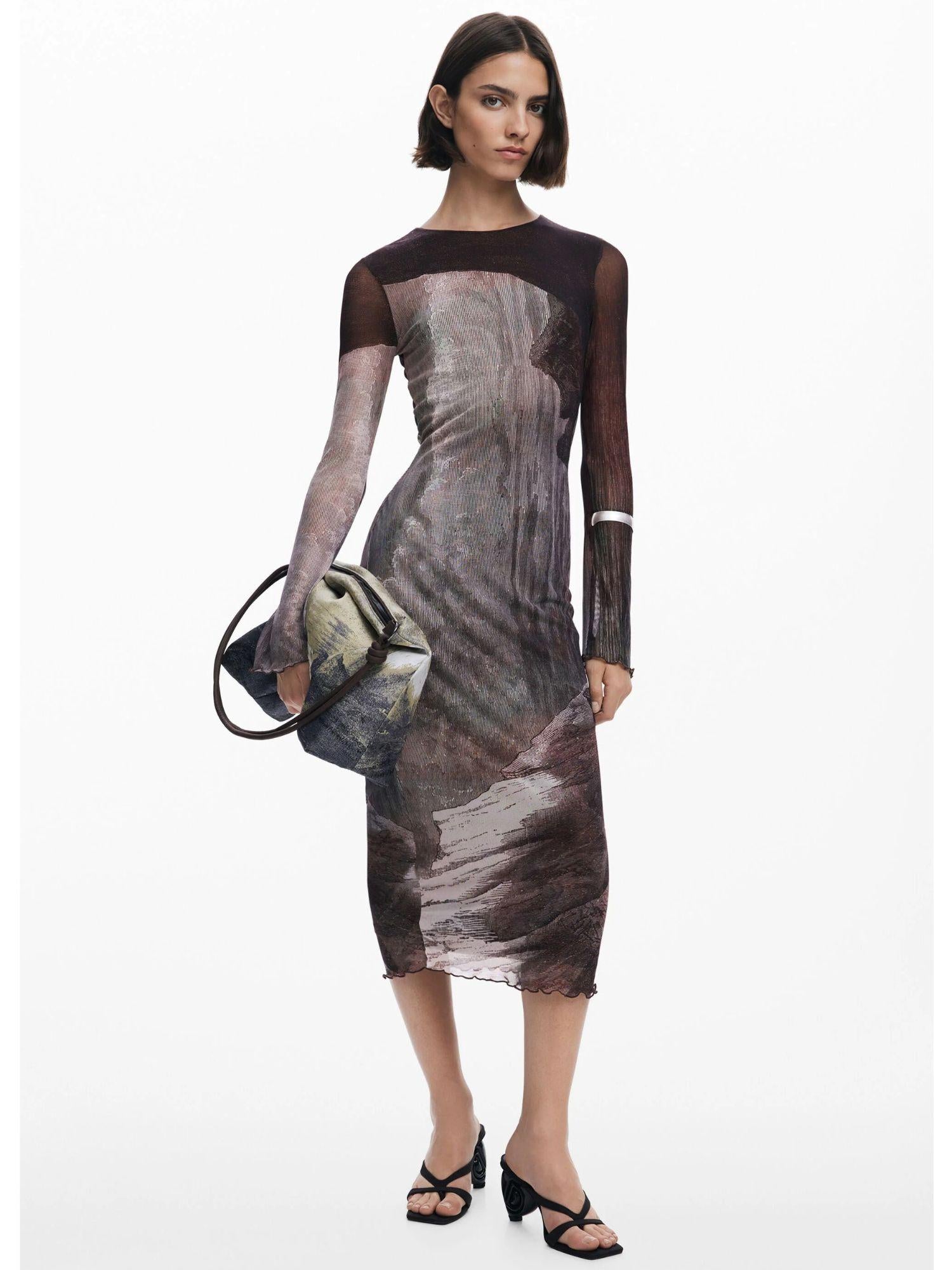 Desigual Vestito disegnato da Mr. Christian Lacroix Donna Marrone 25WWVK01 6044 DESIGUAL