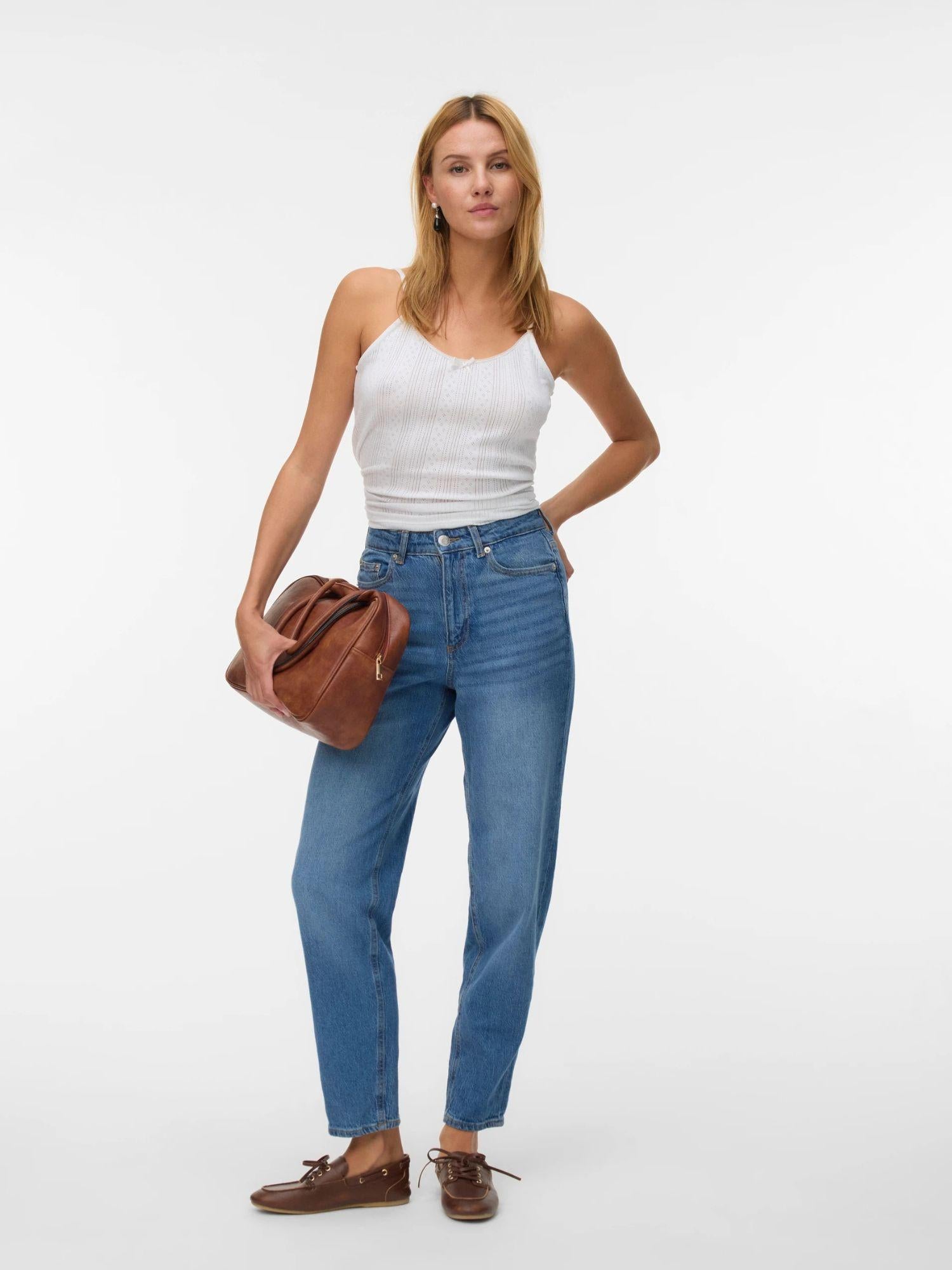 Vero Moda Jeans Donna Mom Fit Vita Alta Medium Blue VMTessa 10297655 Medium Blue Denim VERO MODA
