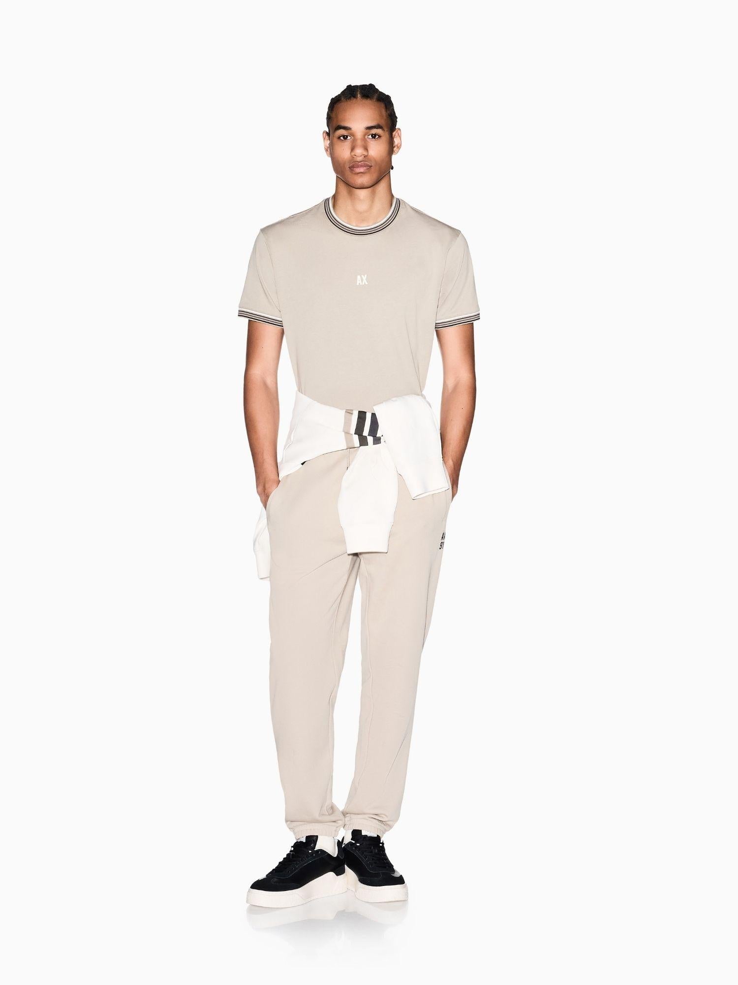Armani Exchange T-Shirt Uomo Beige Regular Fit in Jersey di Cotone Classico XM002451 AF10356 U6229 ARMANI EXCHANGE